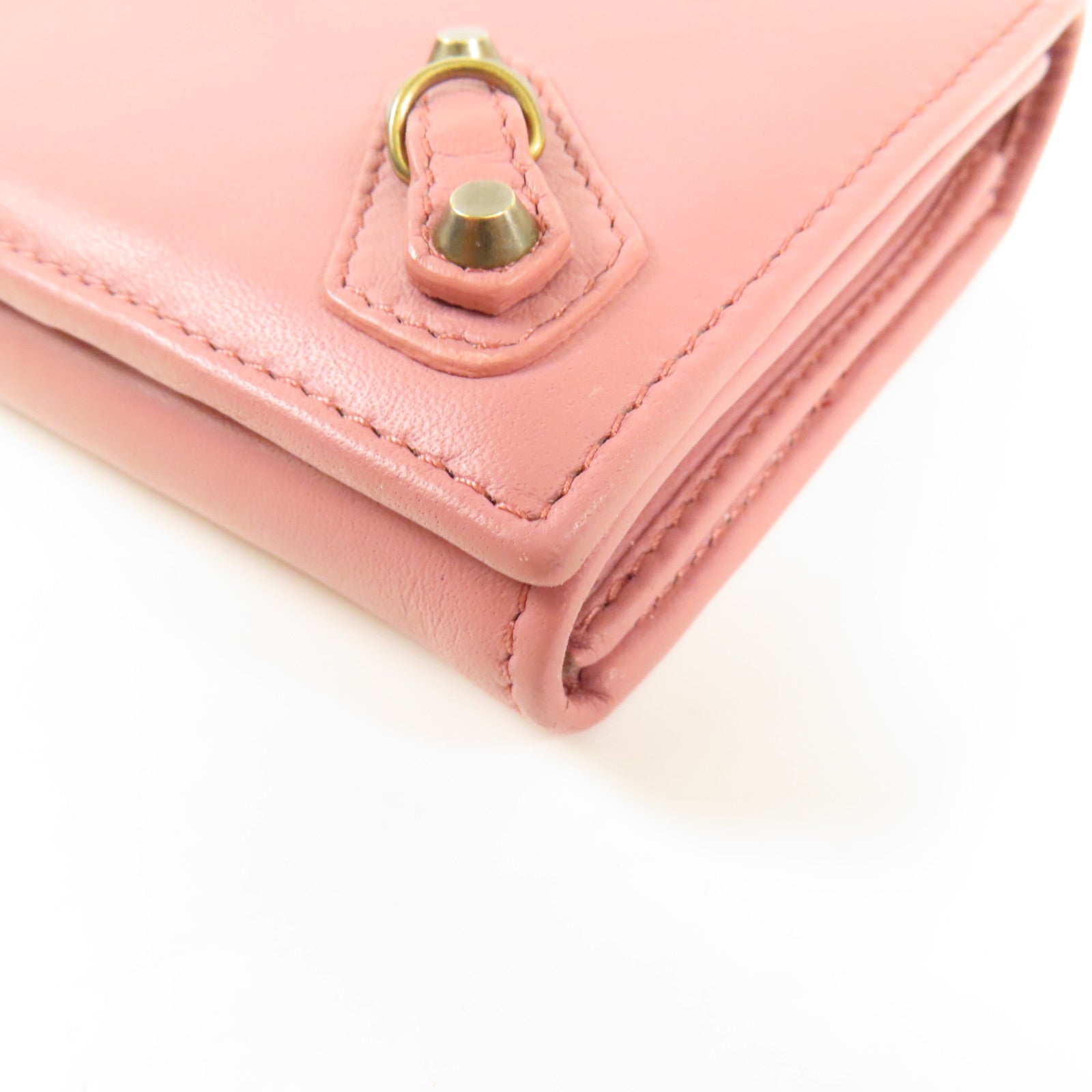 BALENCIAGA GHW Long Wallet Bi-fold Wallet 299494 Calfskin Leather Pink
