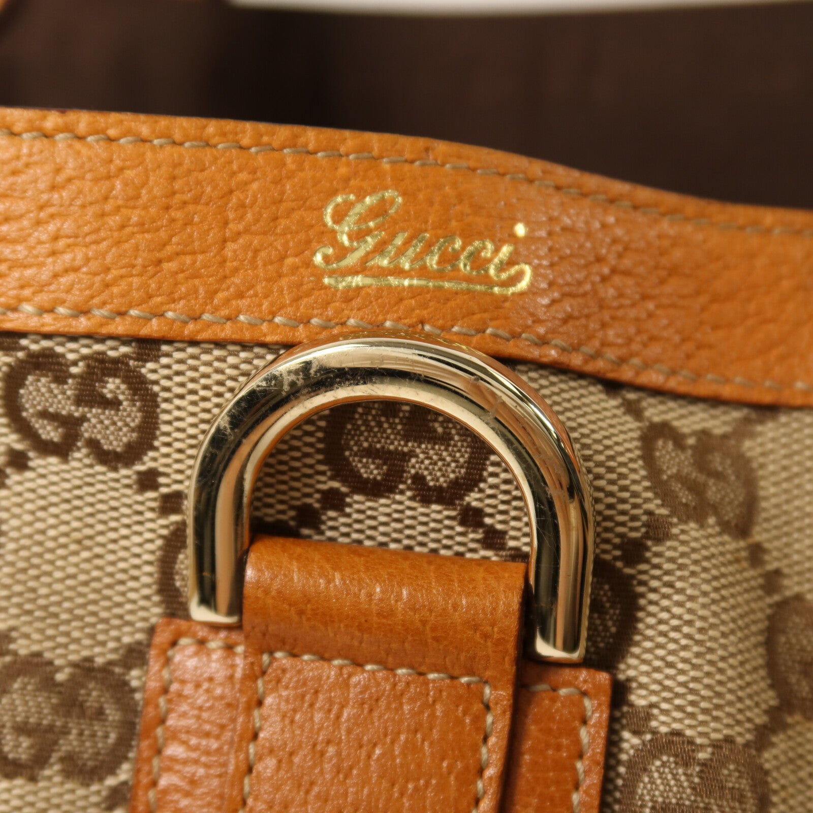 GUCCI 帆布Hand Bag金扣手挽袋