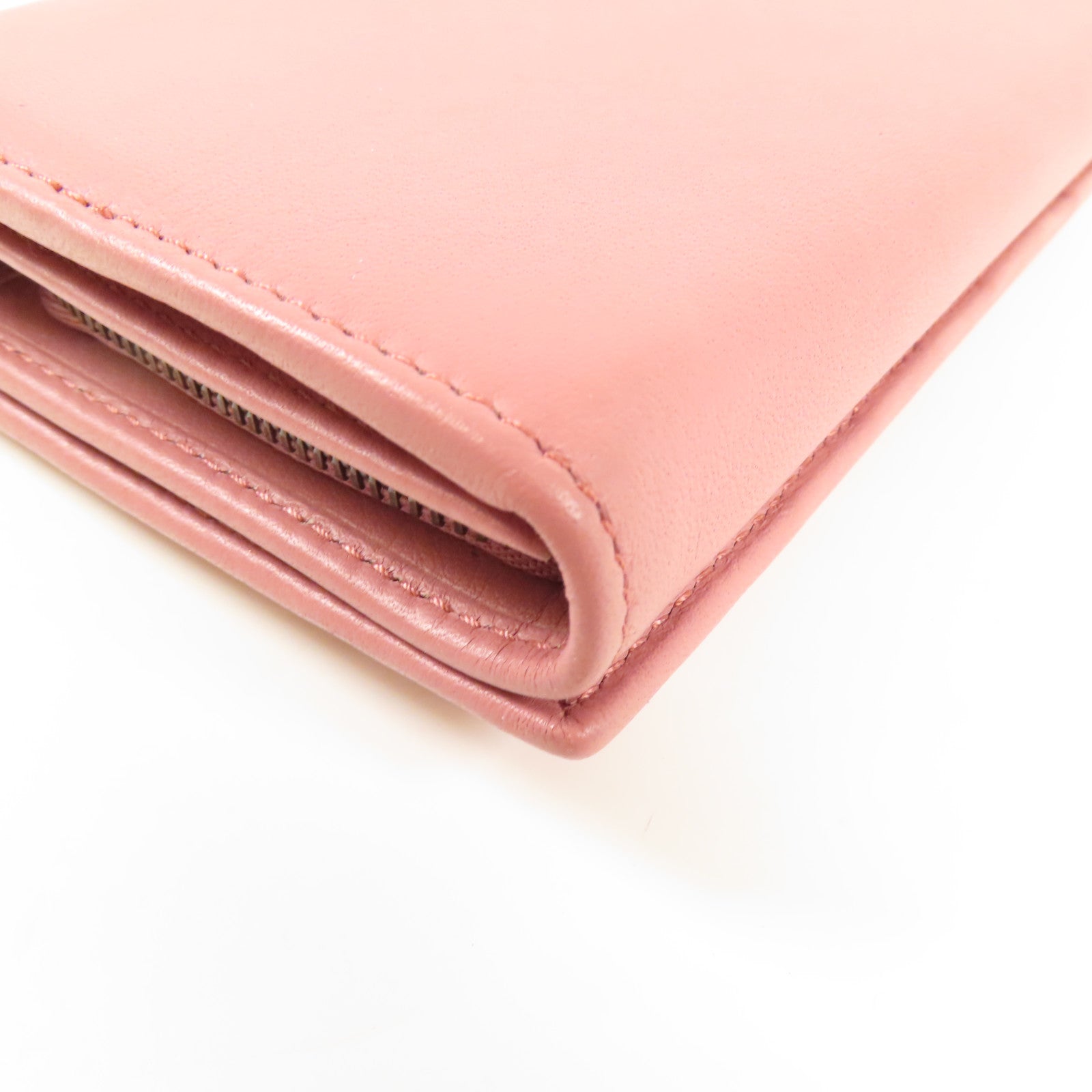 BALENCIAGA GHW Long Wallet Bi-fold Wallet 299494 Calfskin Leather Pink