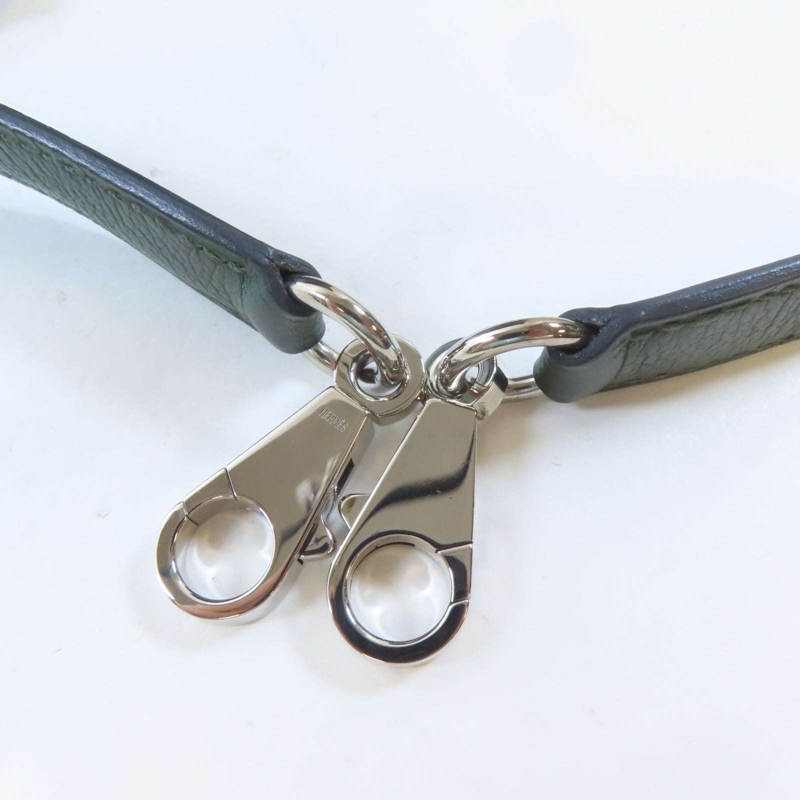 HERMES Swift皮革Kelly Ghillies 32銀扣手挽肩背兩用袋綠色