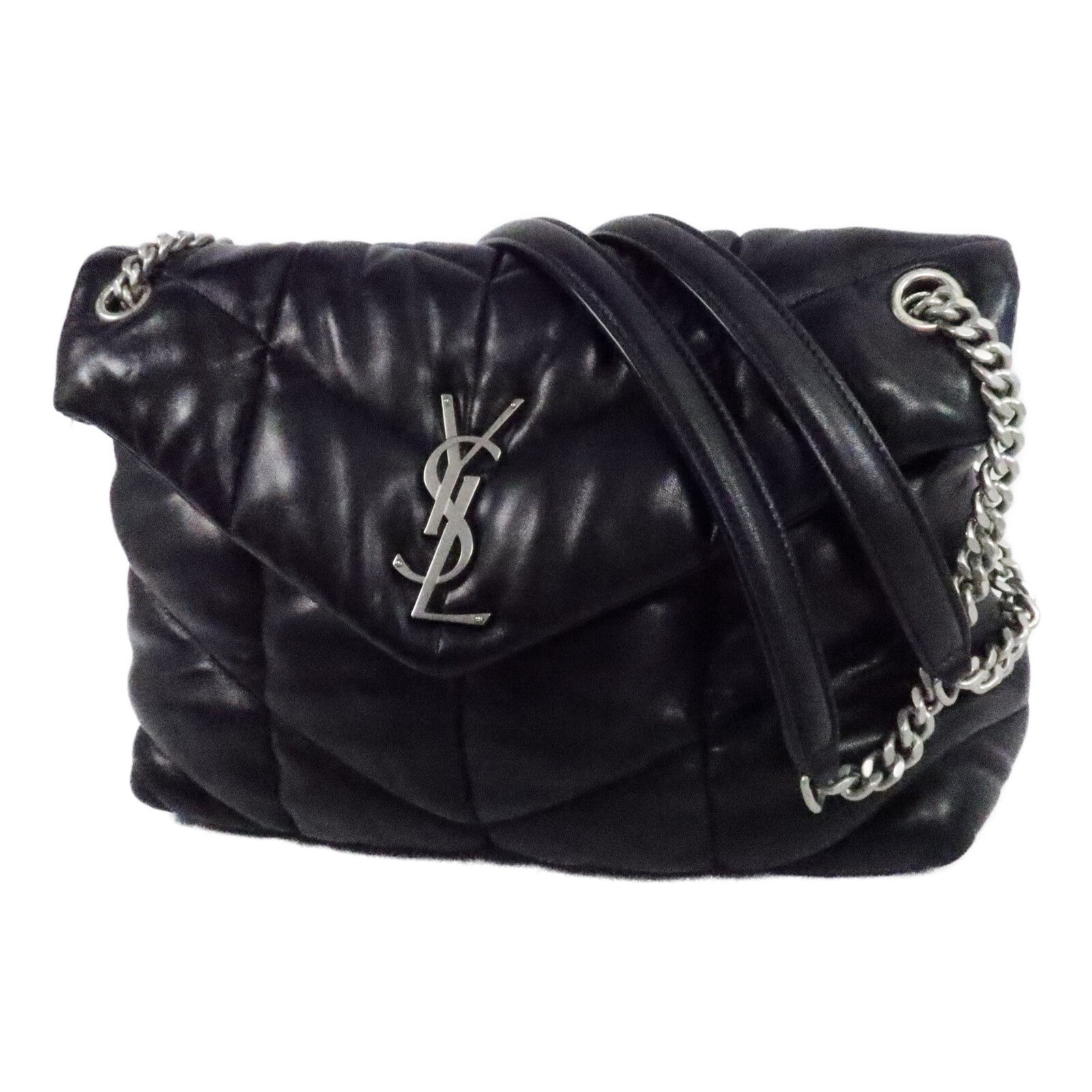 SAINT LAURENT 羊皮皮革Puffer Medium鏈帶肩背袋