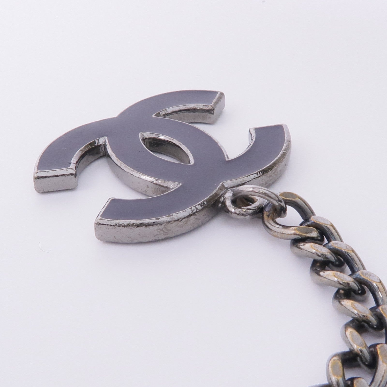CHANEL 天鵝絨/金屬Belt銀扣皮帶