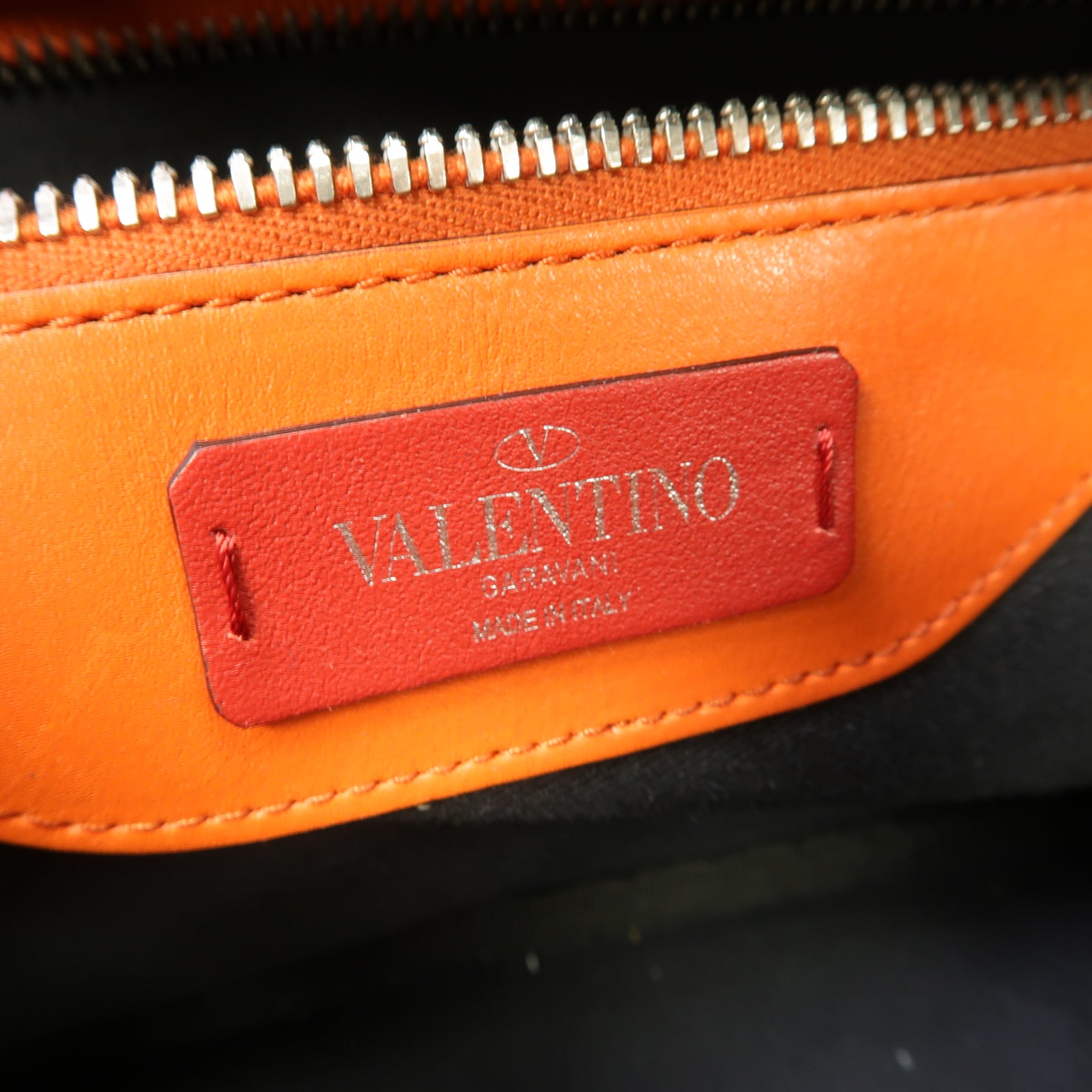 Valentino 【激減優惠】牛皮皮革Shoulder Bag銀扣肩背袋橙色