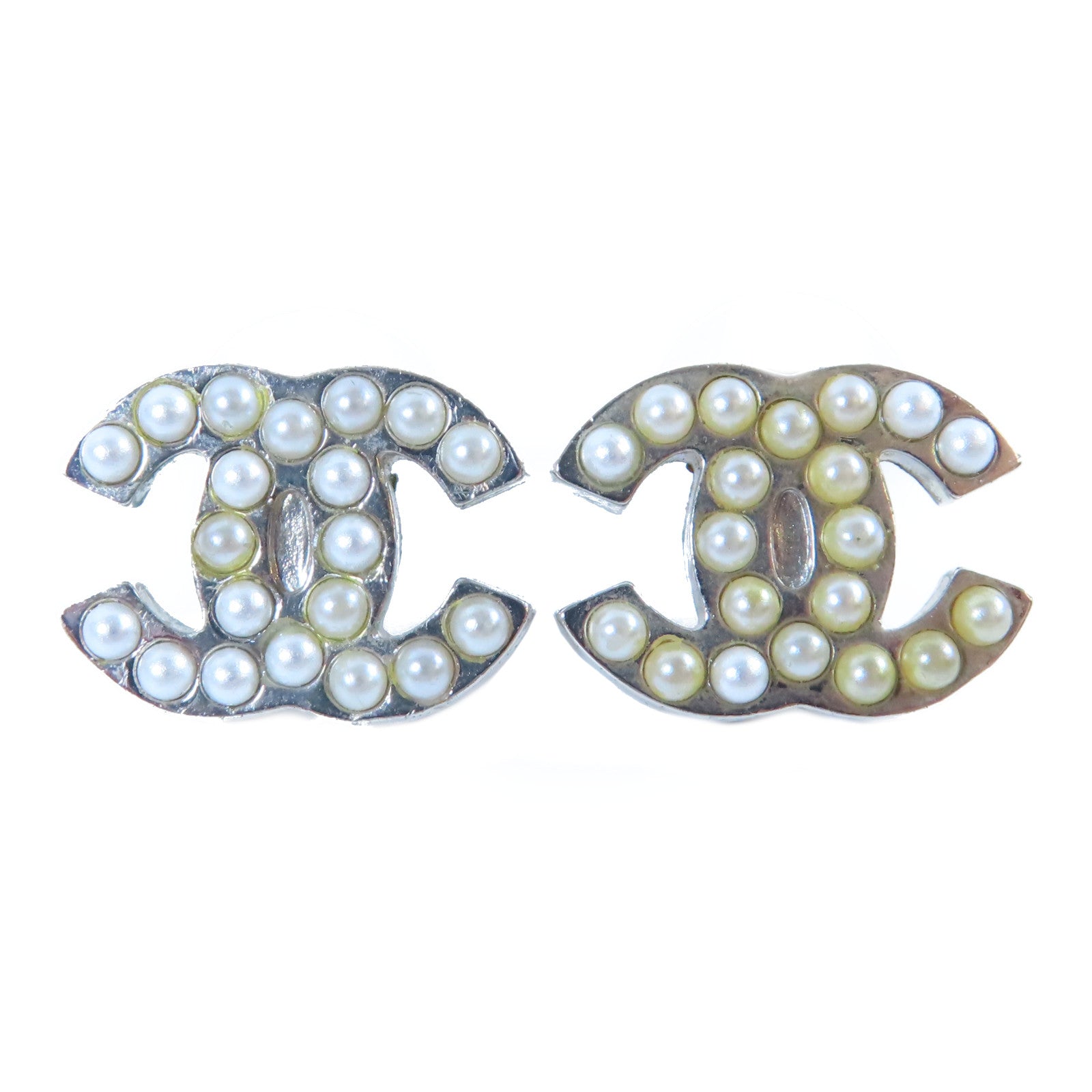 CHANEL 【激減優惠】金屬Earrings耳環銀色/珍珠白色