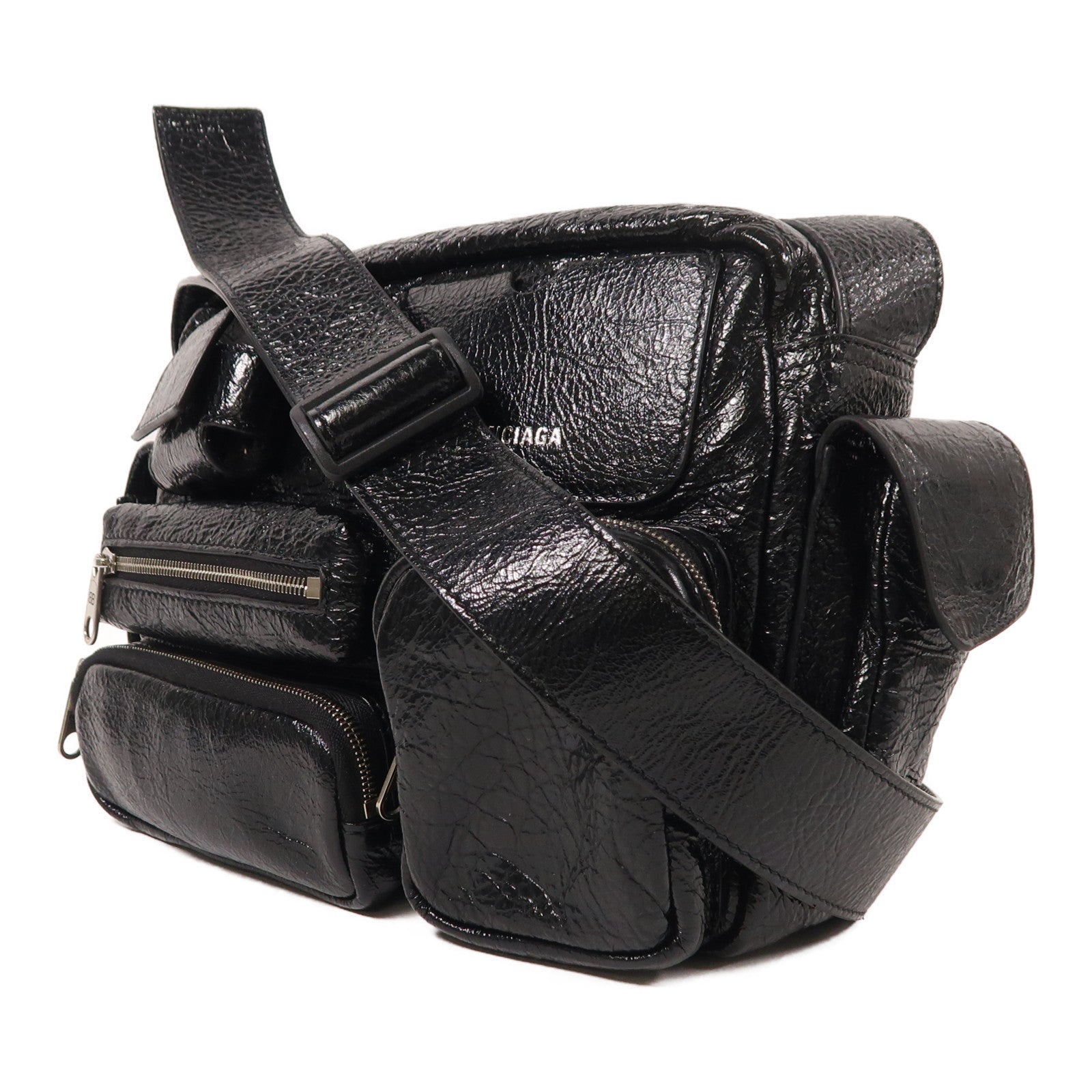 BALENCIAGA 羊皮皮革Superbusy Camera Bag銀扣肩背袋