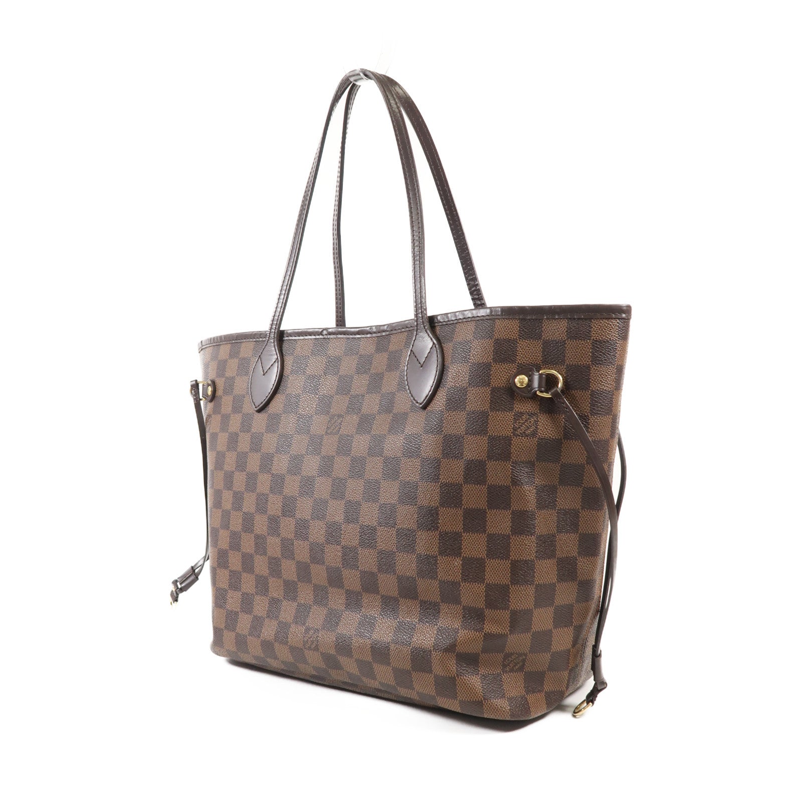 LOUIS VUITTON Damier Neverfull MM金扣手挽袋/肩背袋