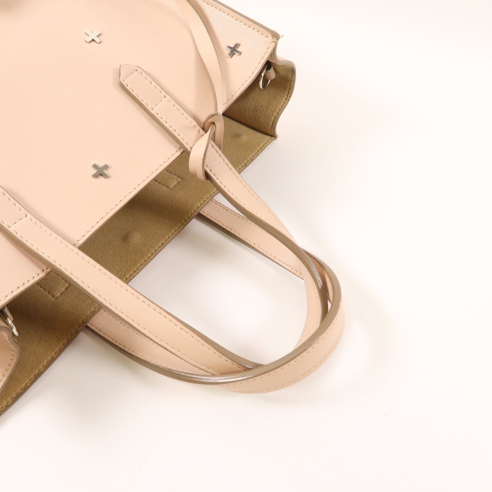 GIVENCHY 牛皮皮革2 Way Bag銀扣手挽肩背兩用袋米色