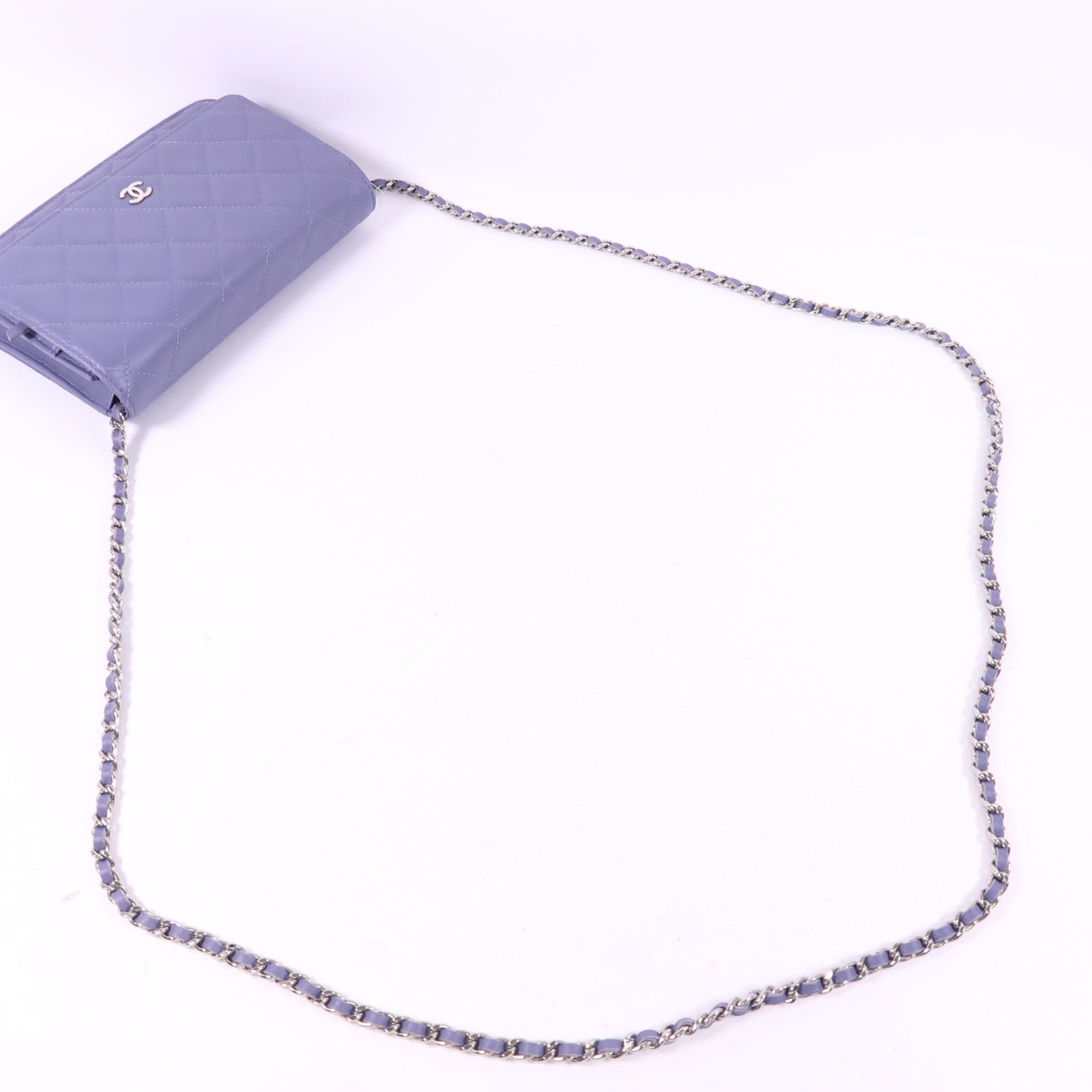 CHANEL 羊皮皮革WOC Wallet On Chain銀扣鏈帶肩背袋