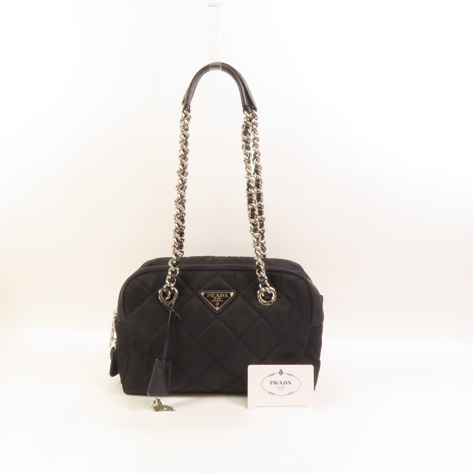 PRADA 尼龍Sholder Bag銀扣肩背袋