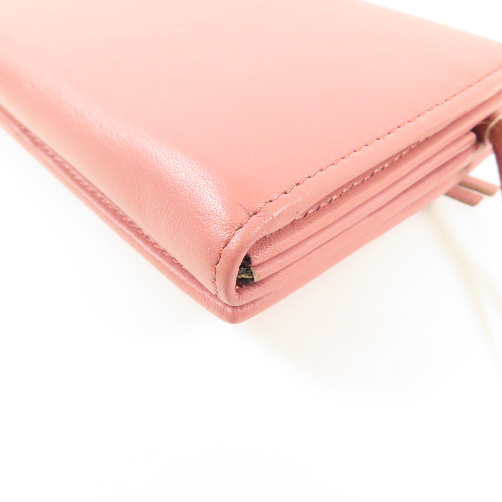 BALENCIAGA GHW Long Wallet Bi-fold Wallet 299494 Calfskin Leather Pink