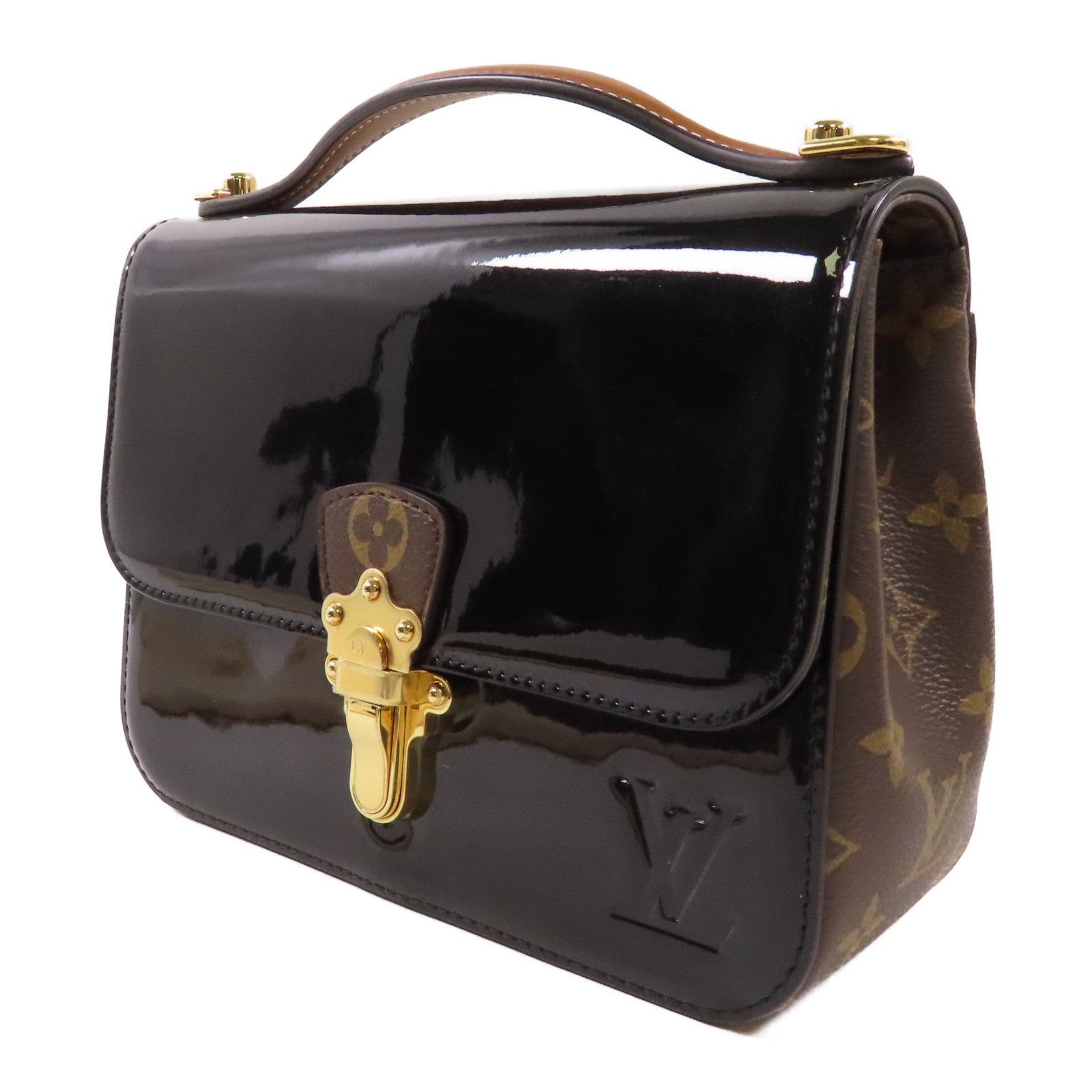 LOUIS VUITTON Vernis Cherrywood BB金扣手挽肩背兩用袋