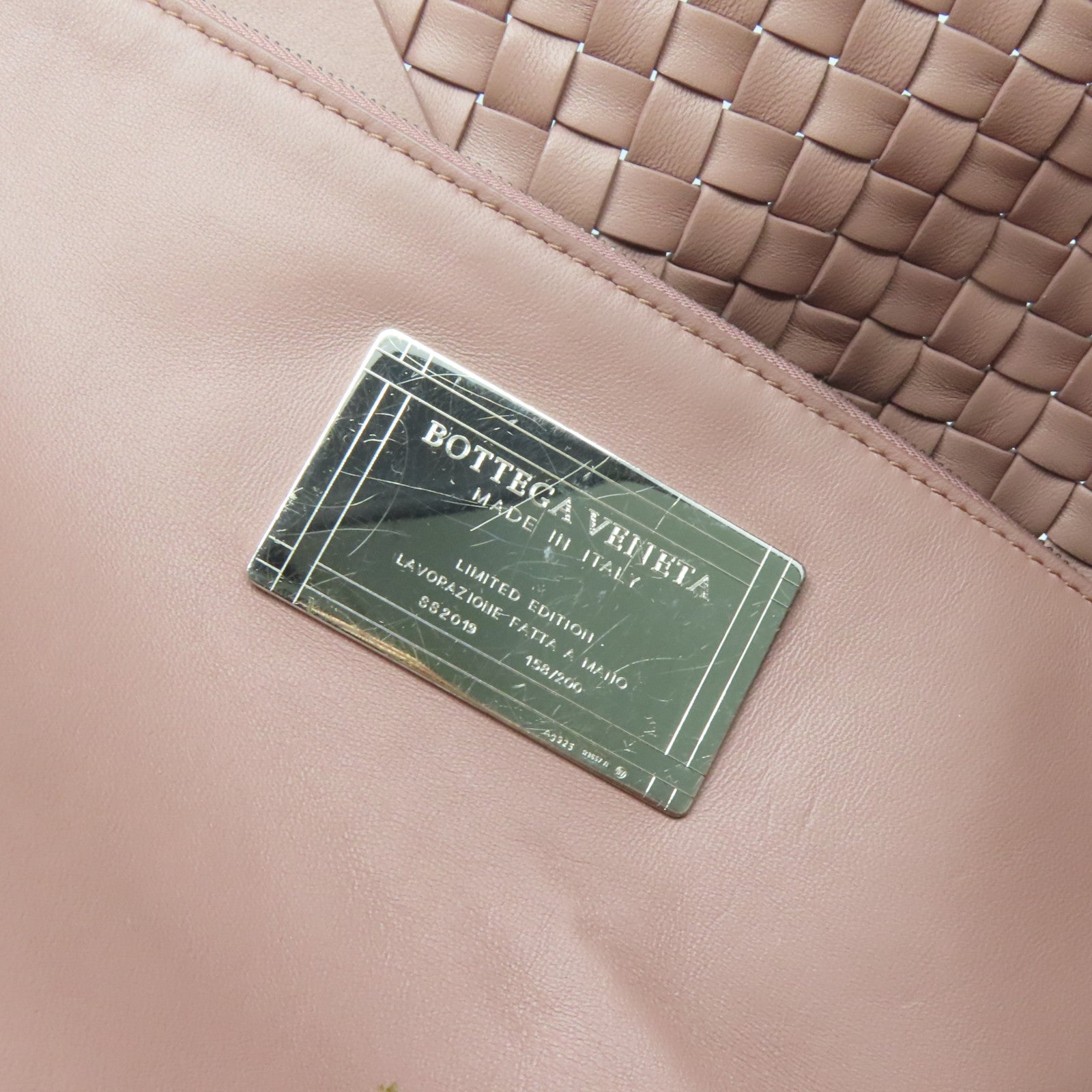 BOTTEGA VENETA 【激減優惠】織紋皮革Shoulder Bag銀扣肩背袋粉紅色