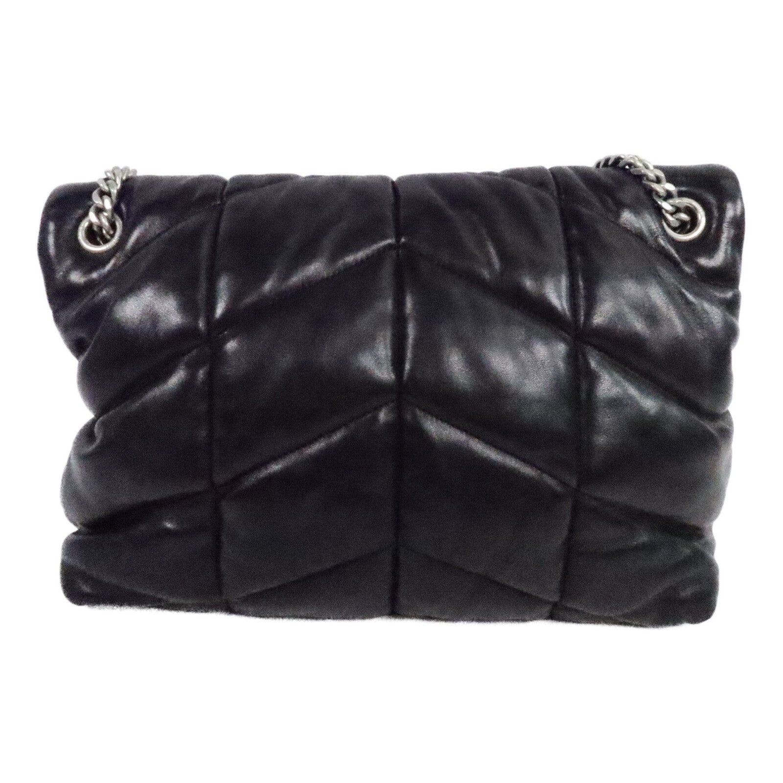 SAINT LAURENT 羊皮皮革Puffer Medium鏈帶肩背袋