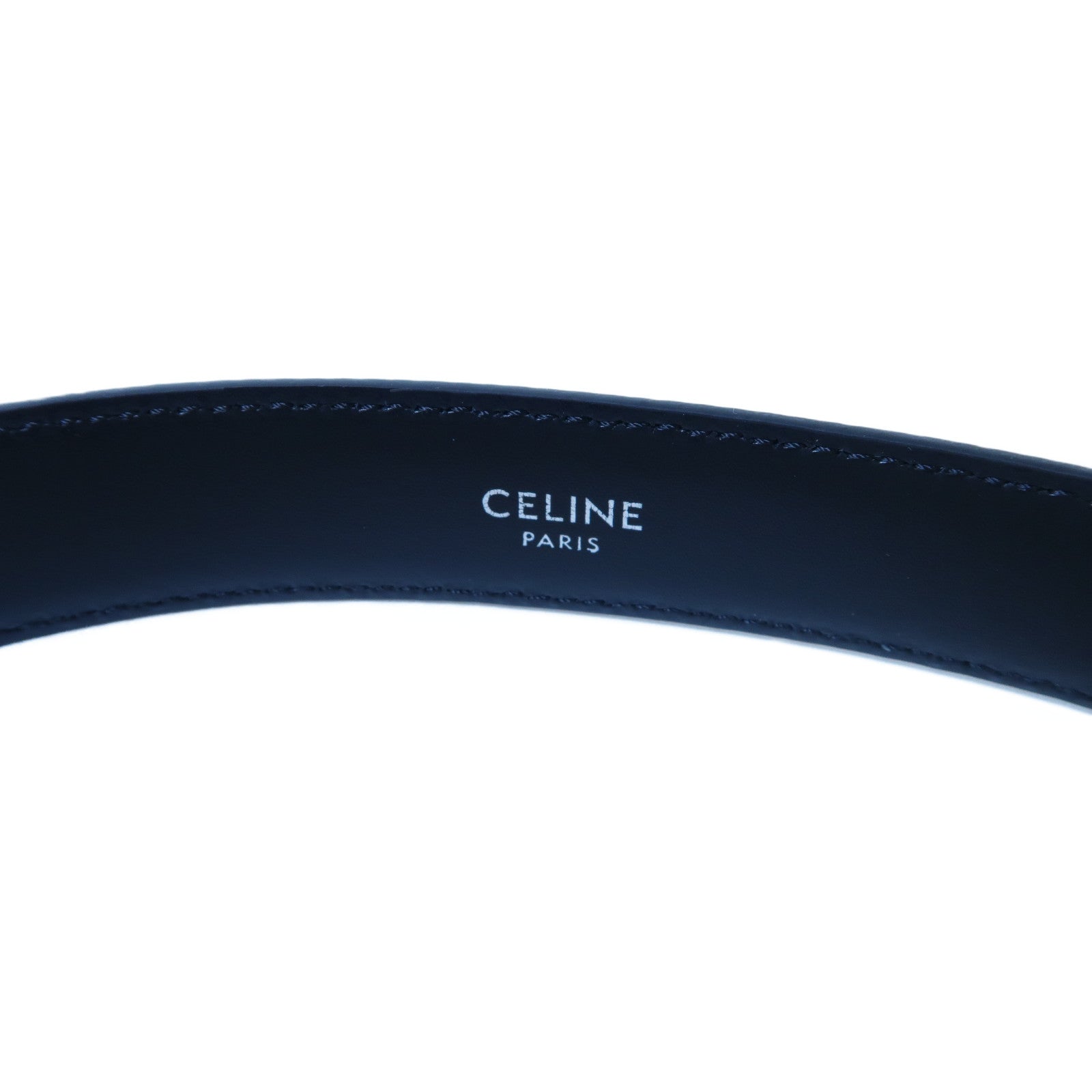 CELINE 【激減優惠】塗層帆布Belt Triomphe銀扣皮帶啡色