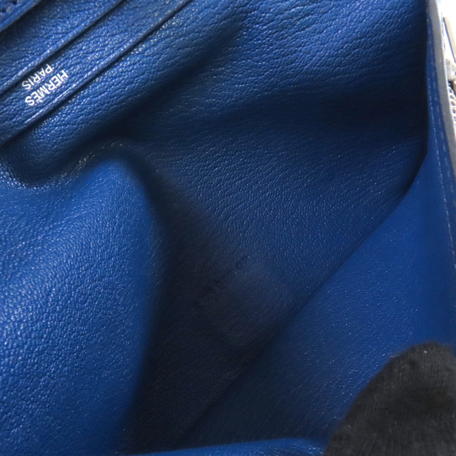 HERMES Chevre皮革Bearn Long Wallet銀扣長錢包73 Bleu Saphir/寶石藍色