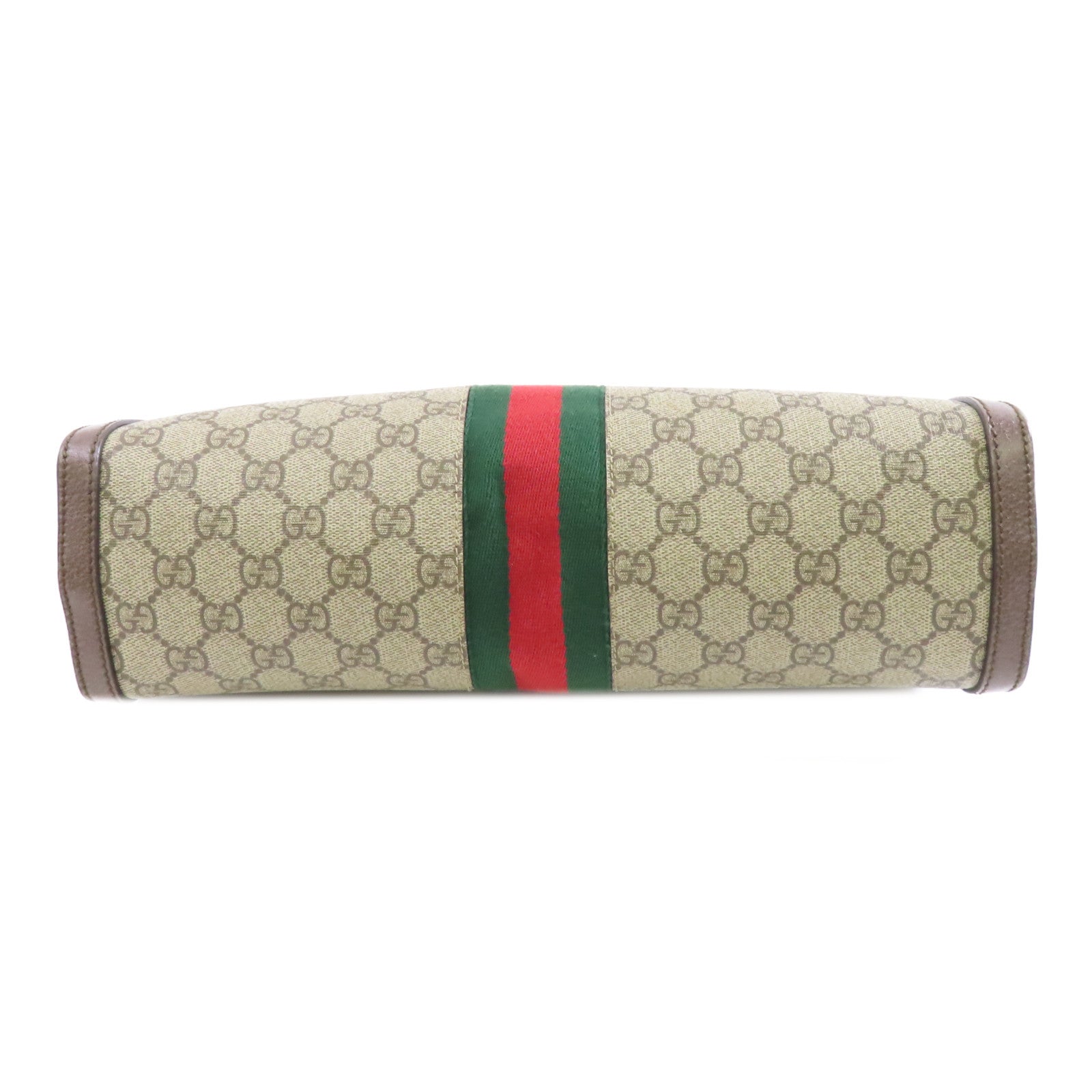 GUCCI 塗層帆布Ophidia GG金扣鏈帶肩背袋棕色