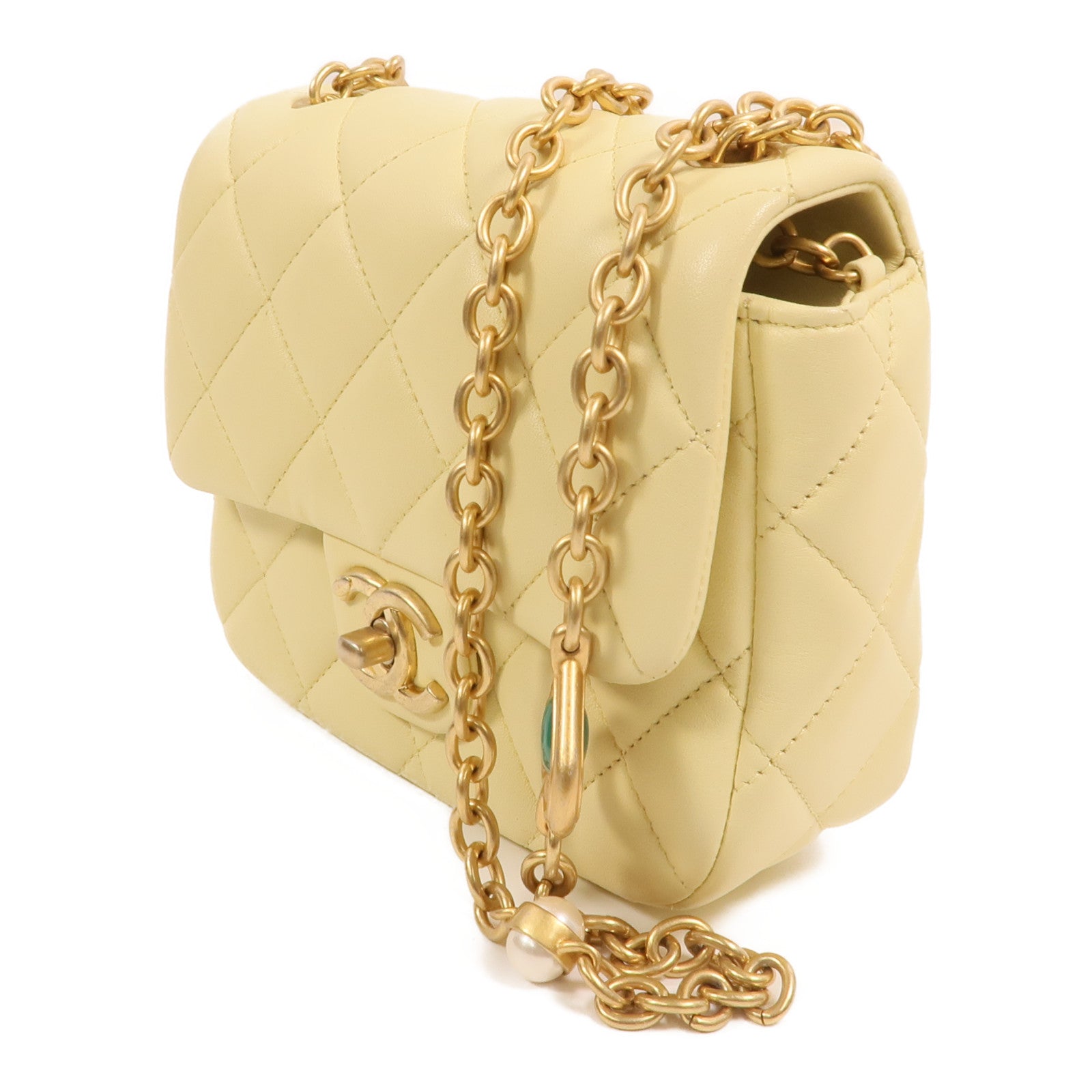CHANEL 羊皮皮革Mini Flap Bag金扣鏈帶肩背袋