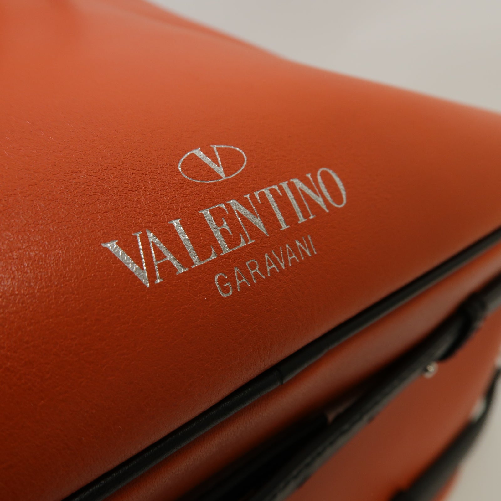 Valentino 【激減優惠】牛皮皮革Shoulder Bag銀扣肩背袋橙色
