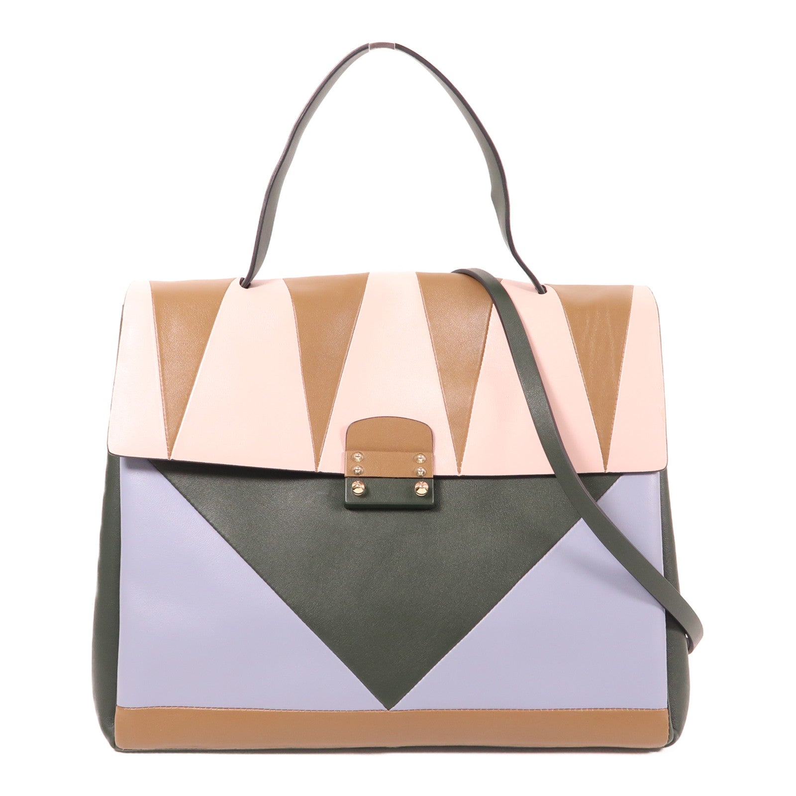 Valentino 牛皮皮革2 Way Shoulder金扣手挽肩背兩用袋