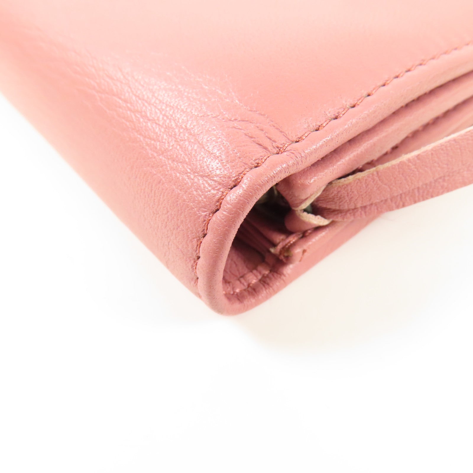 BALENCIAGA GHW Long Wallet Bi-fold Wallet 299494 Calfskin Leather Pink