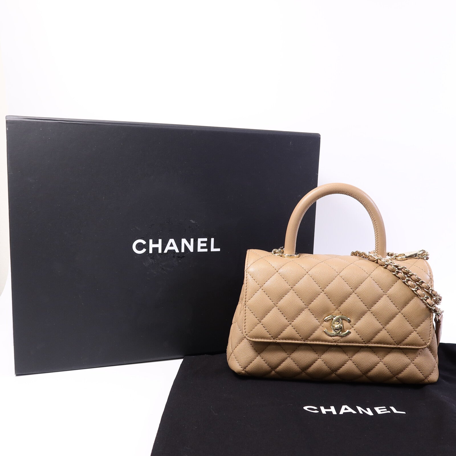 CHANEL 牛皮皮革Coco Handle Small手挽肩背兩用袋