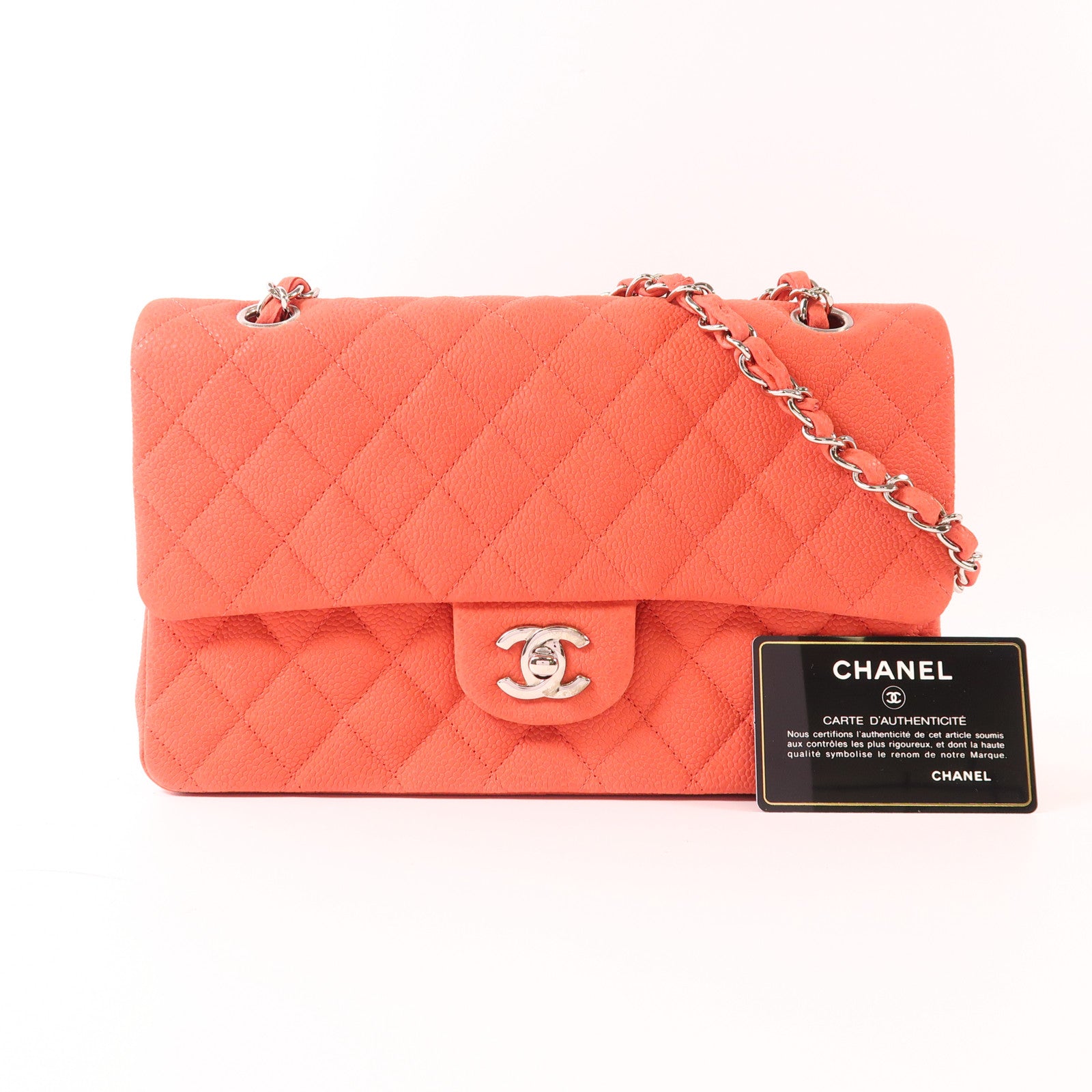 CHANEL 牛皮皮革Classic 25銀扣鏈帶肩背袋