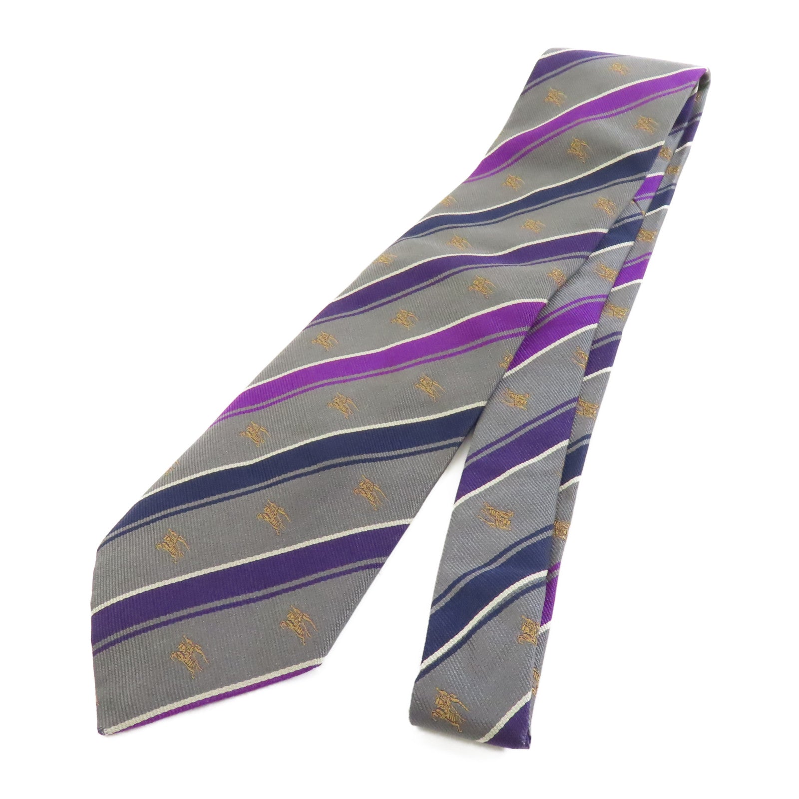 BURBERRY 【激減優惠】絲質Necktie領帶灰色/紫色