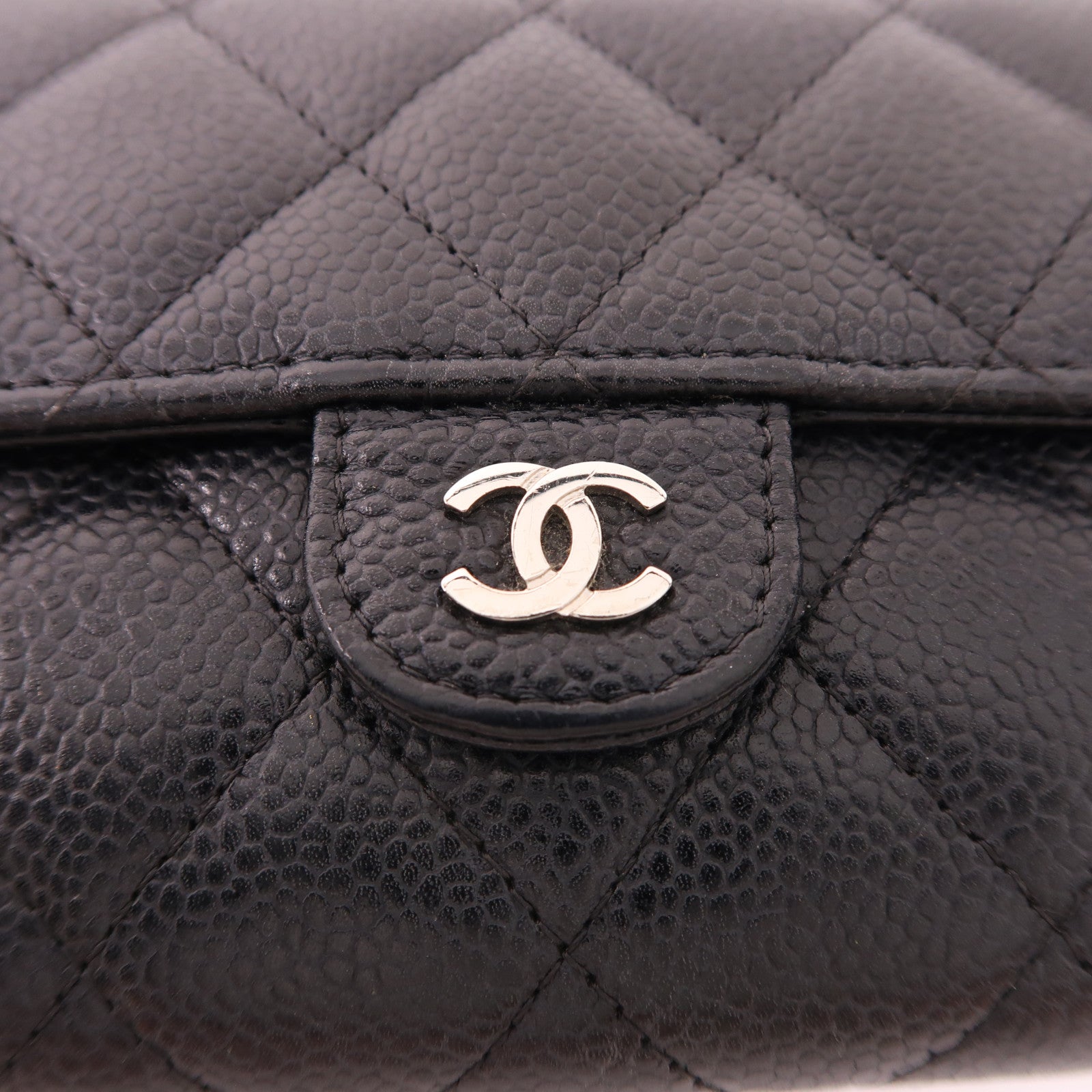 CHANEL 牛皮皮革Long Wallet銀扣長錢包