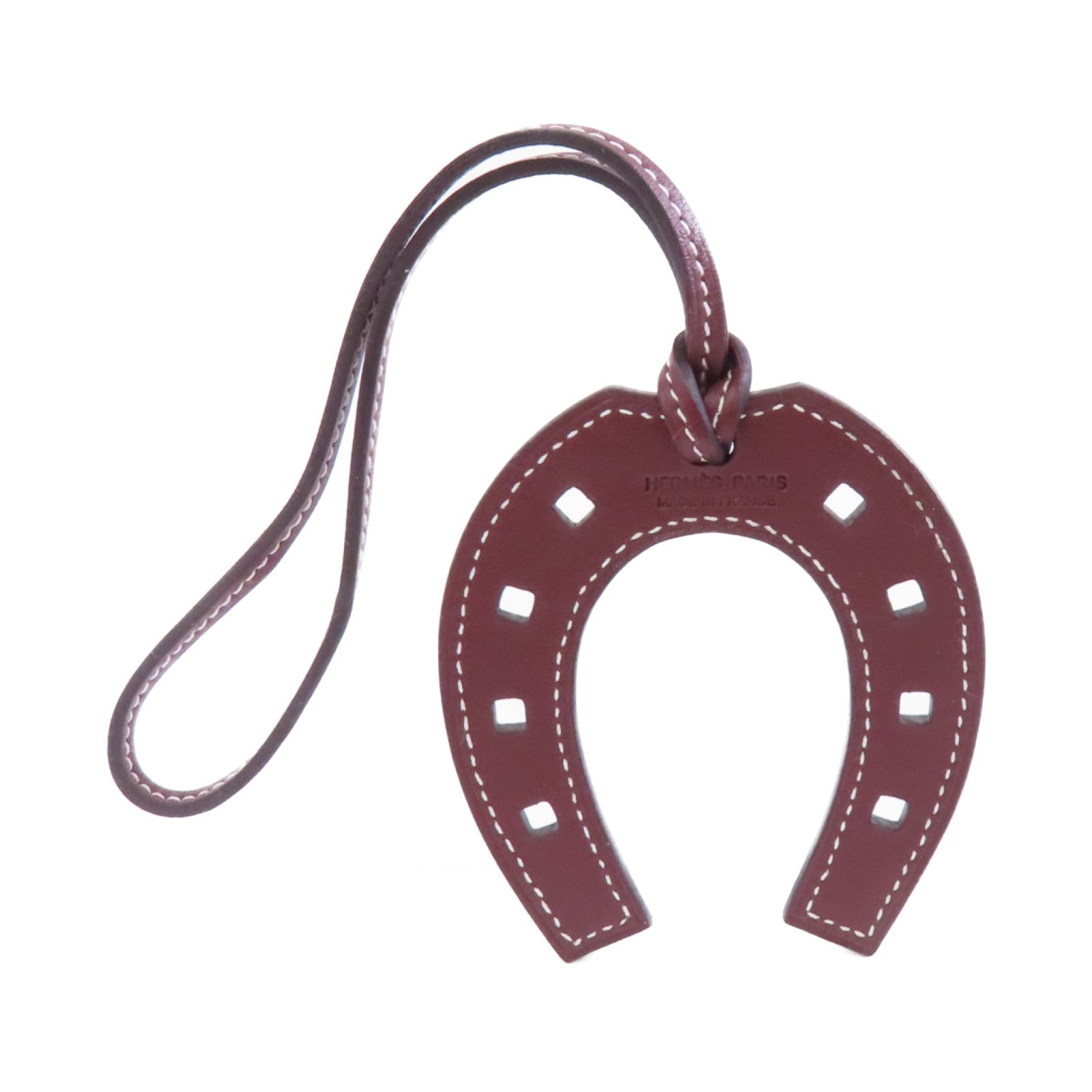 HERMES Swift皮革Paddock Fer A Cheval掛飾Rouge Grenat/啡色