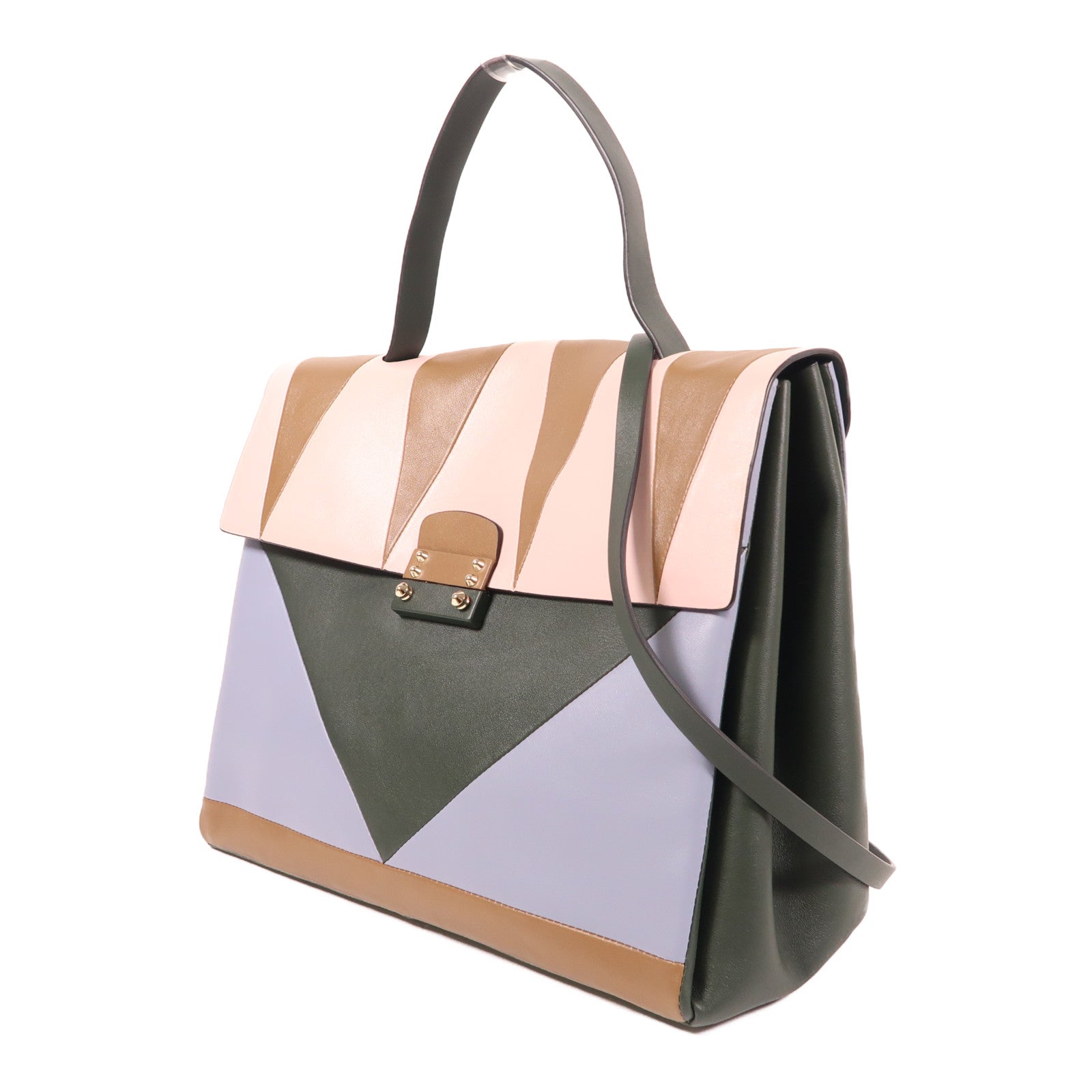 Valentino 牛皮皮革2 Way Shoulder金扣手挽肩背兩用袋