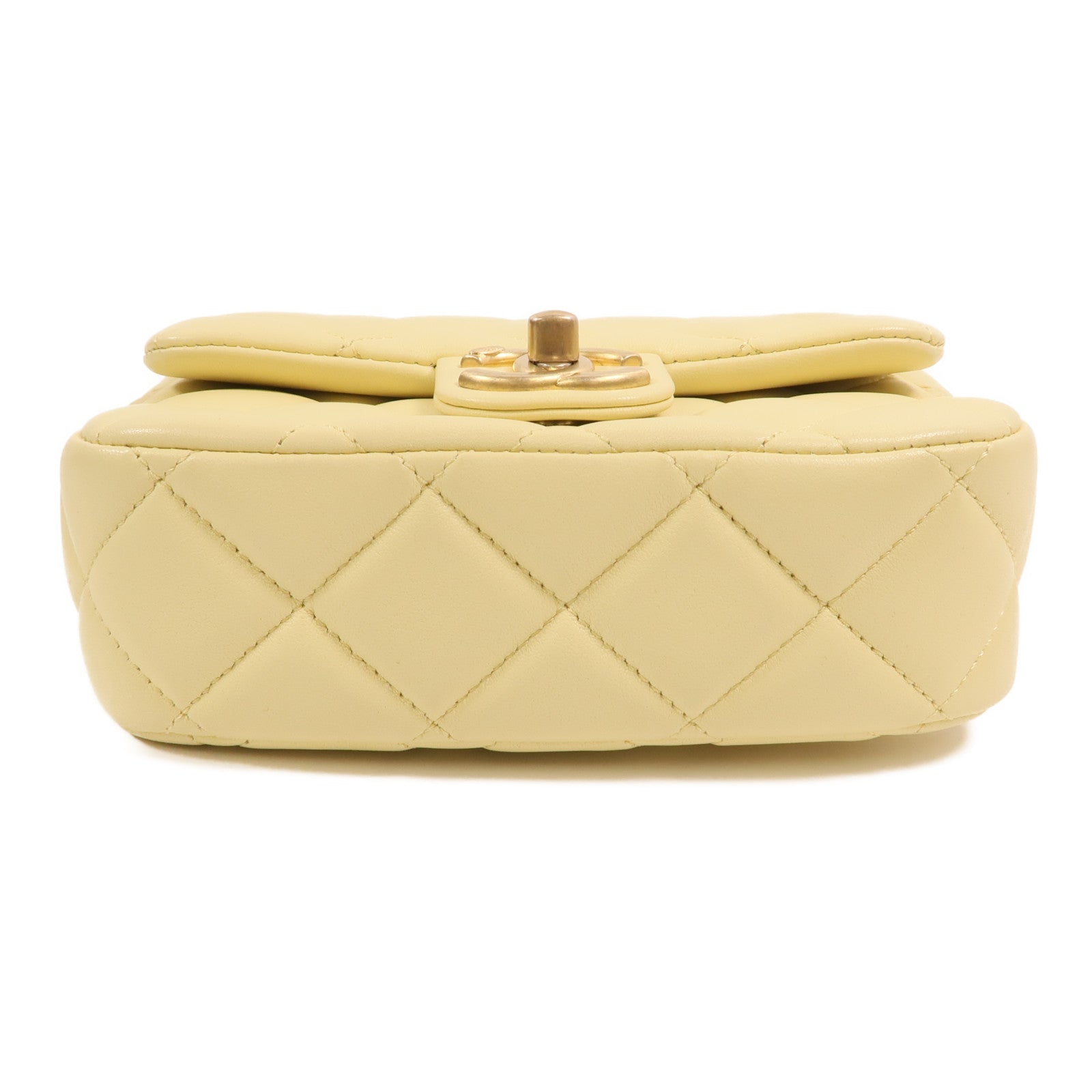 CHANEL 羊皮皮革Mini Flap Bag金扣鏈帶肩背袋