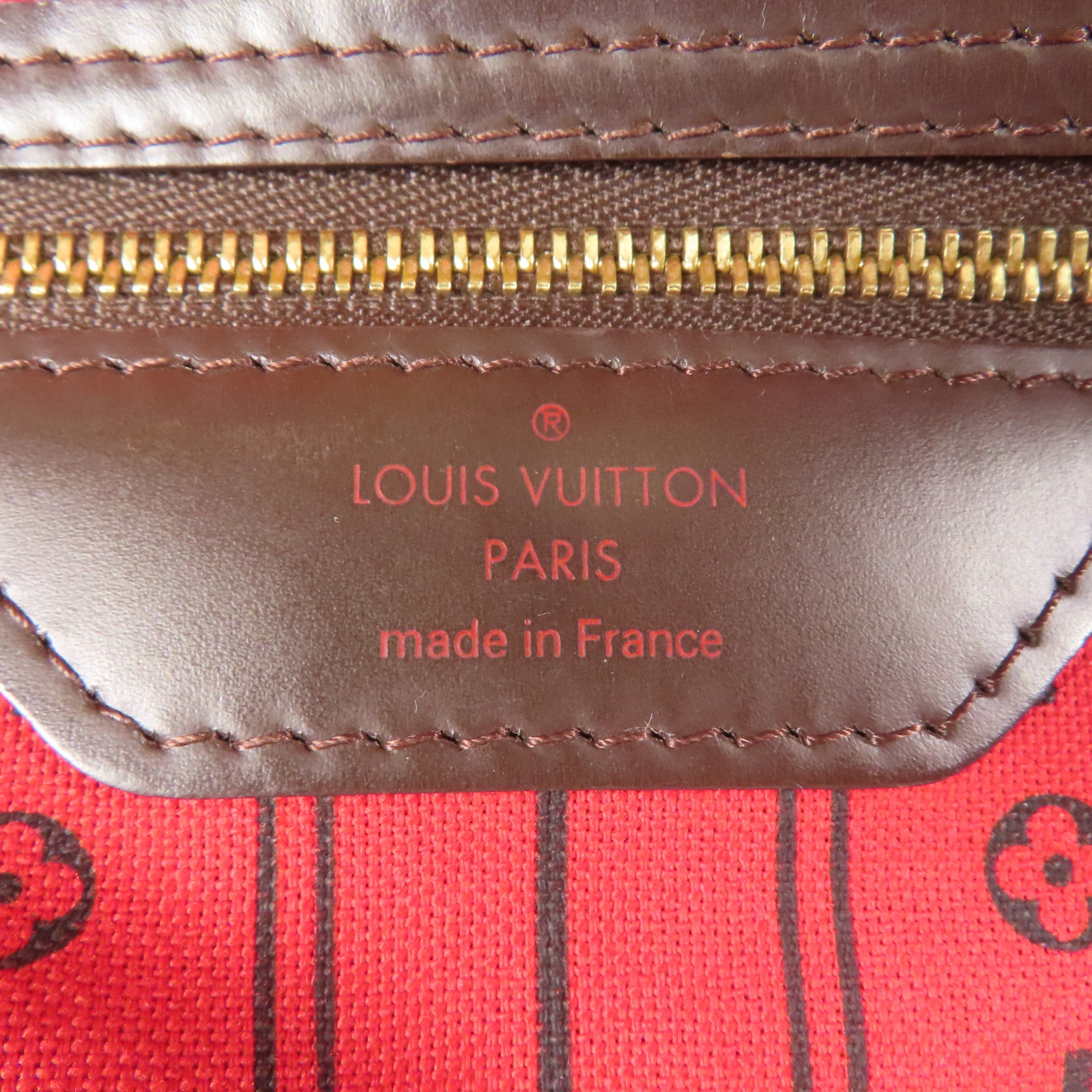LOUIS VUITTON Damier Neverfull MM金扣肩背袋