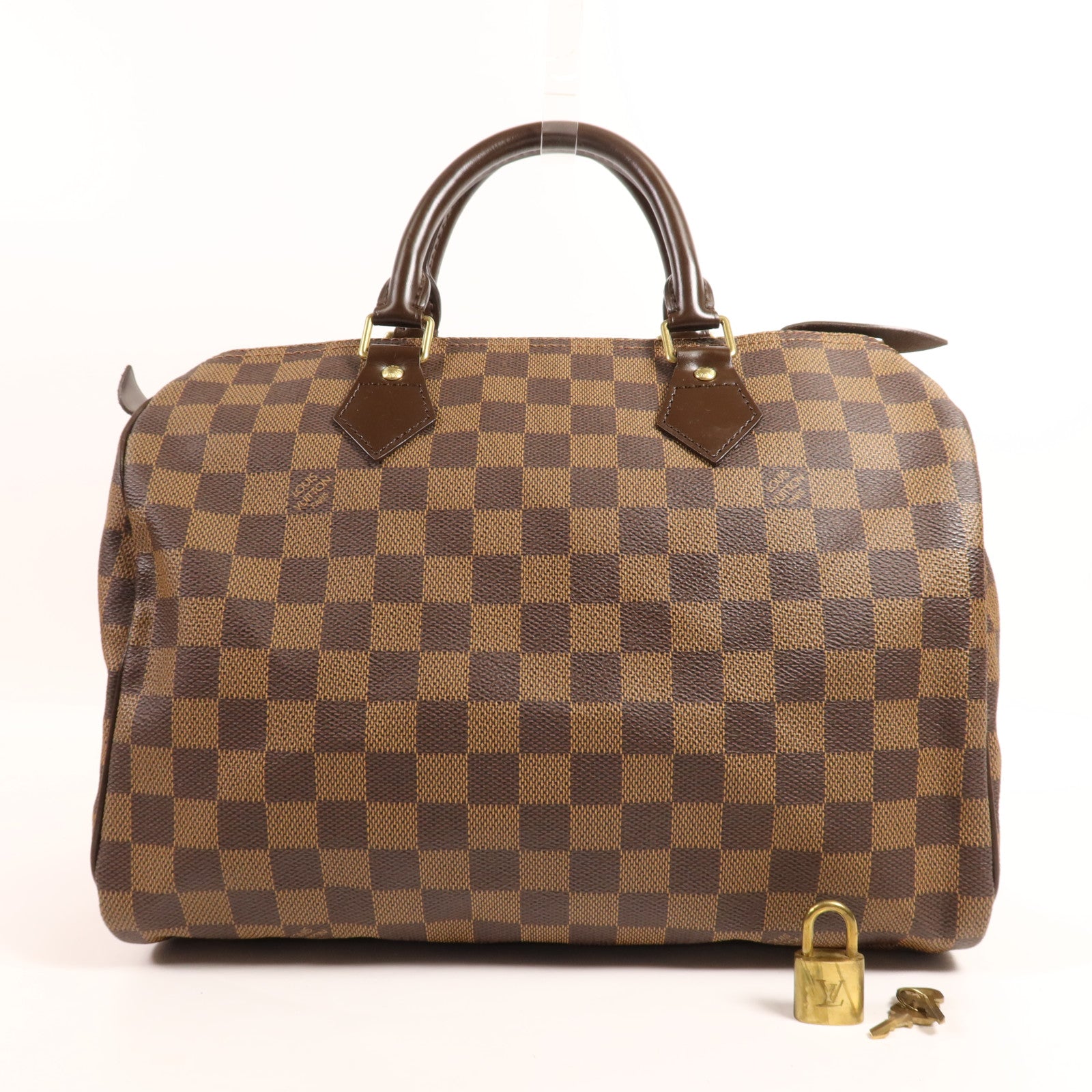 LOUIS VUITTON Damier Speedy 30金扣手挽袋