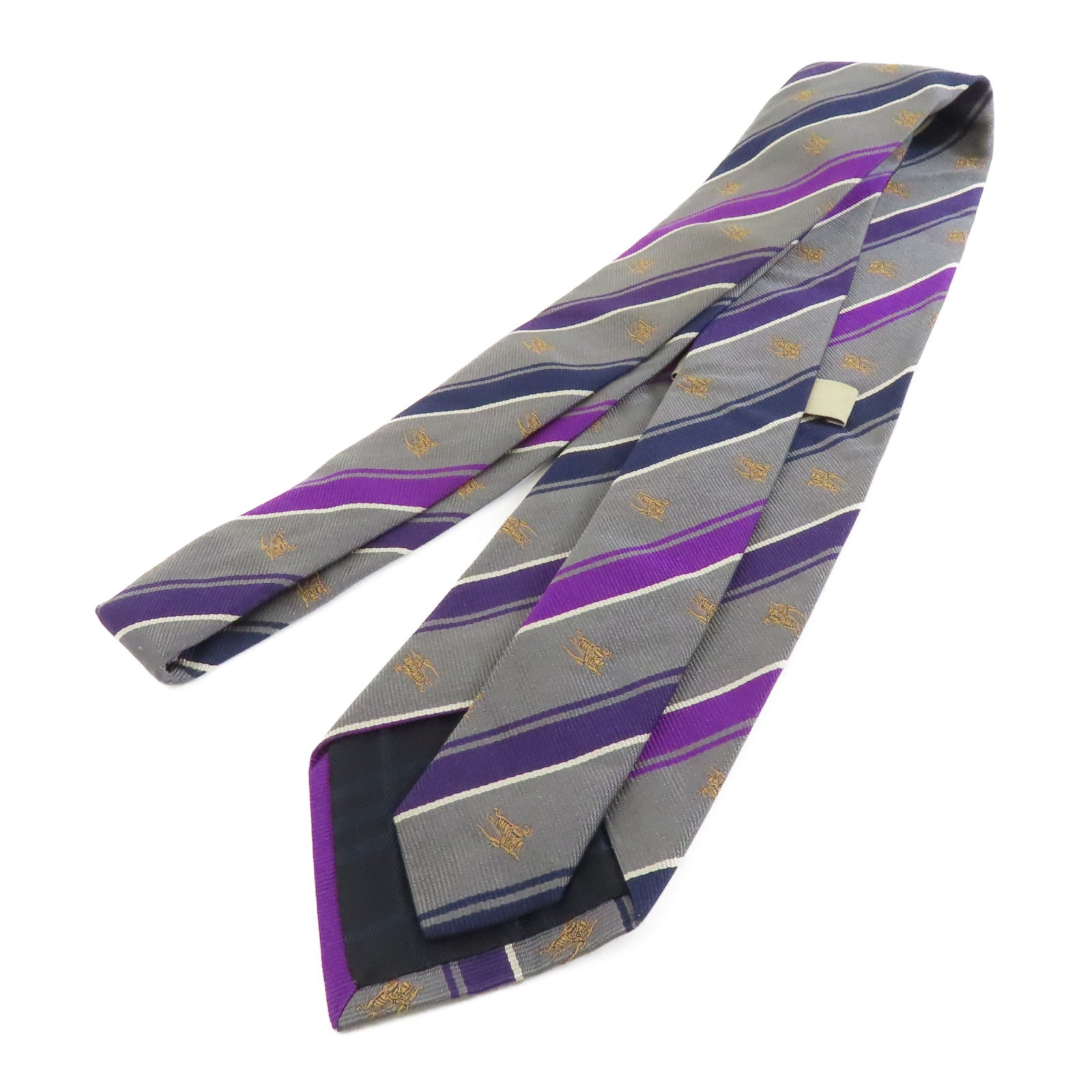 BURBERRY 【激減優惠】絲質Necktie領帶灰色/紫色