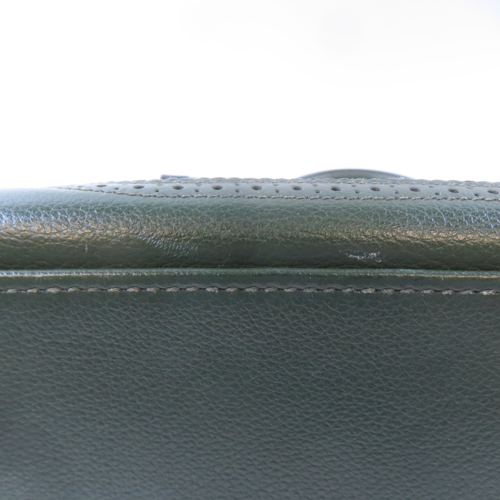 HERMES Swift皮革Kelly Ghillies 32銀扣手挽肩背兩用袋綠色