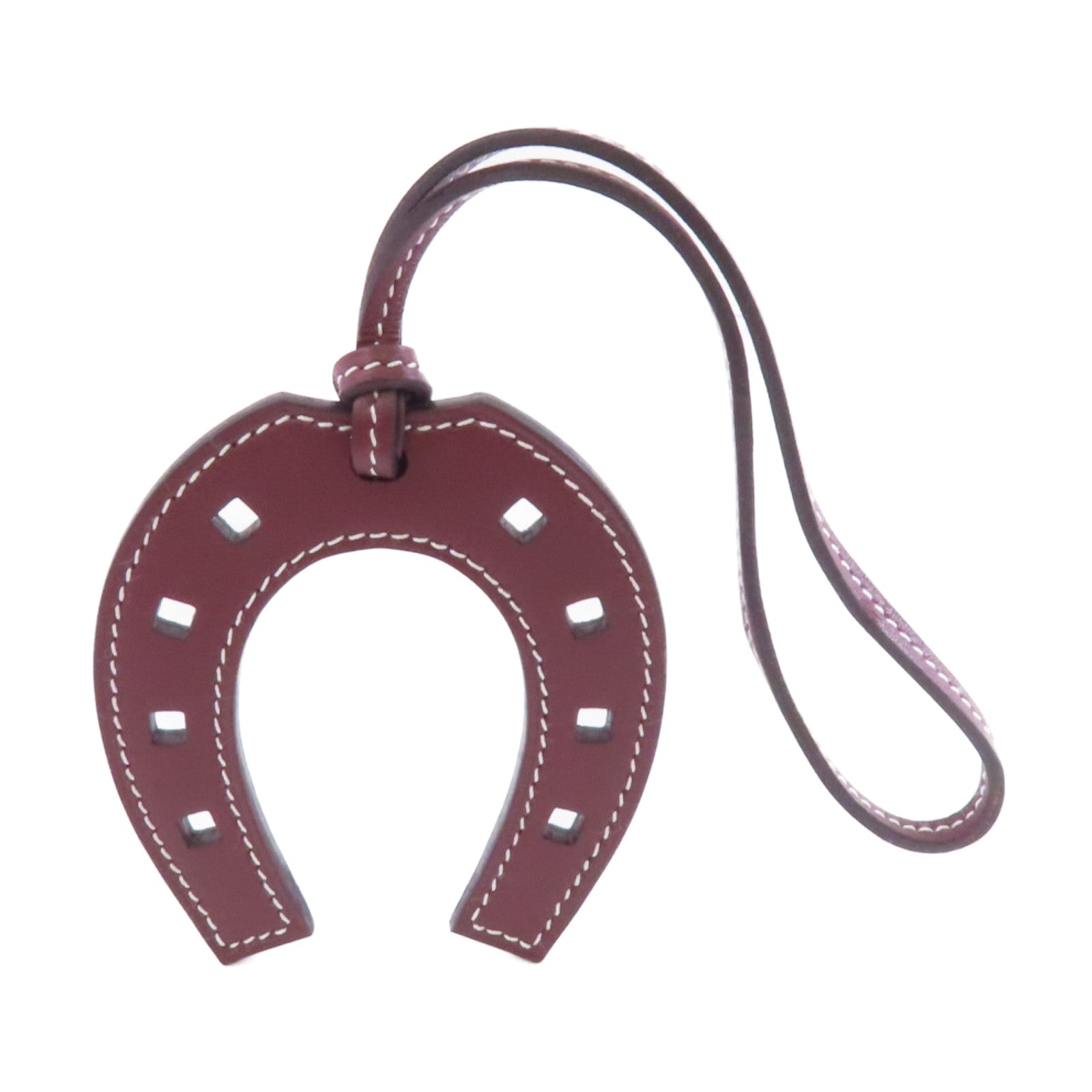 HERMES Swift皮革Paddock Fer A Cheval掛飾Rouge Grenat/啡色