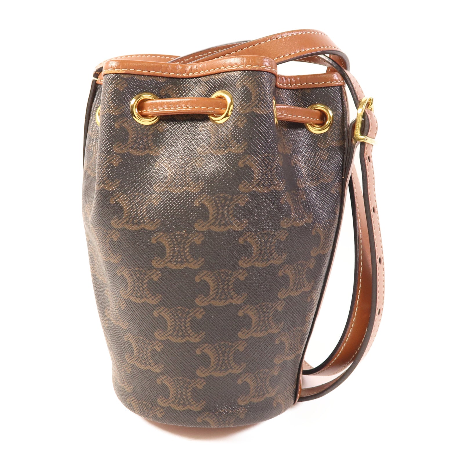 CELINE 塗層帆布Triomphe Bucket Bag金扣肩背袋