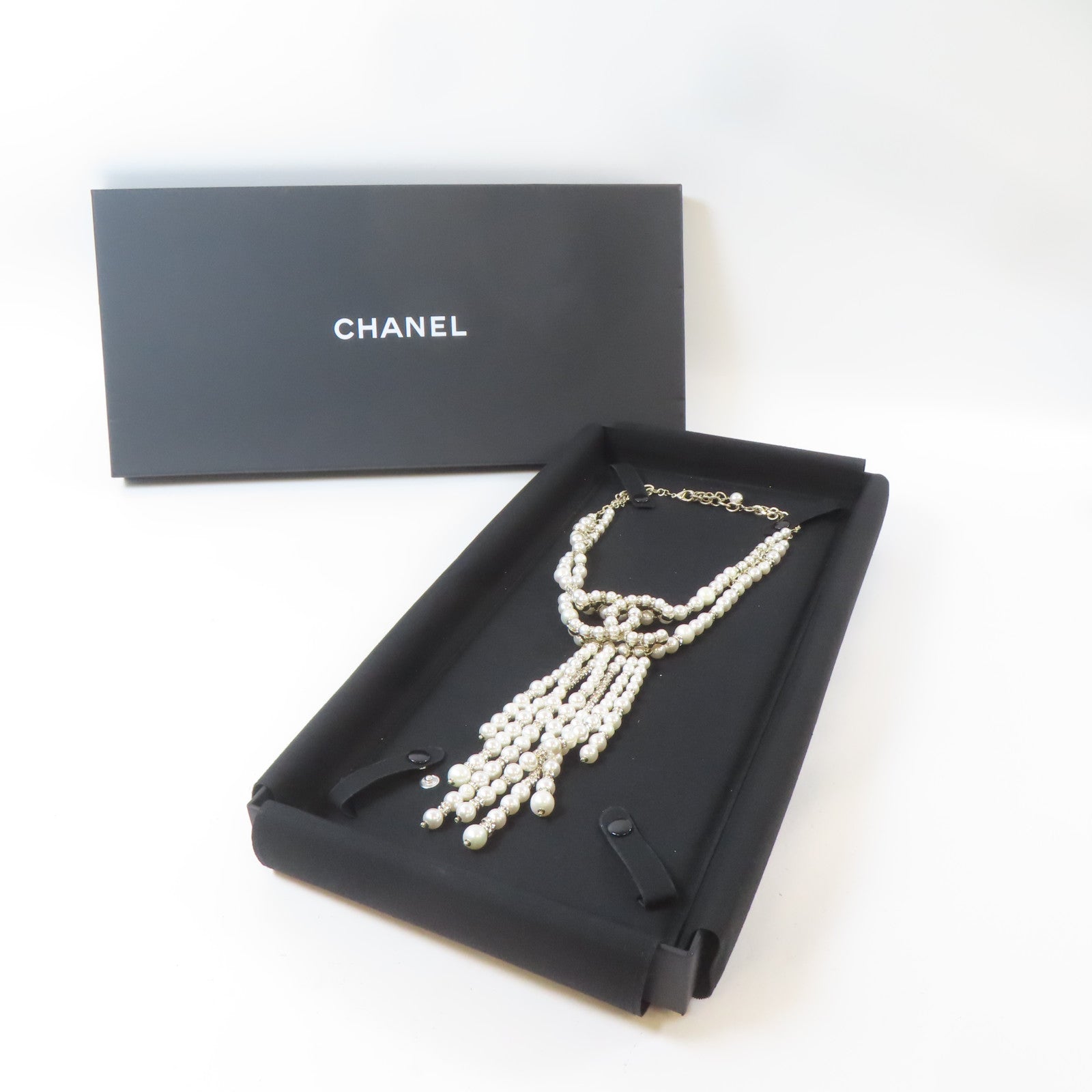 CHANEL PVC/屬Tassel Pearl Necklace項鍊白色