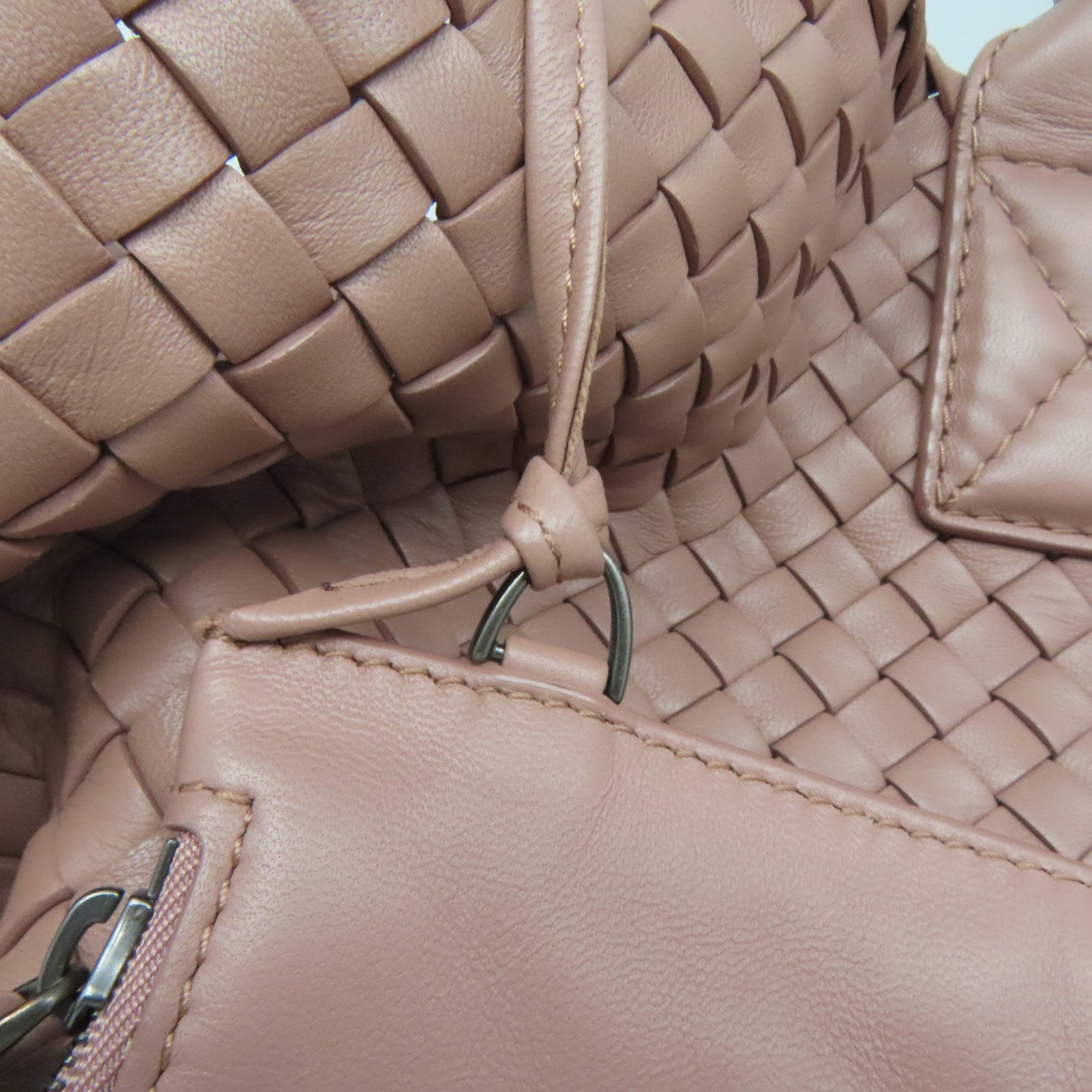 BOTTEGA VENETA 【激減優惠】織紋皮革Shoulder Bag銀扣肩背袋粉紅色