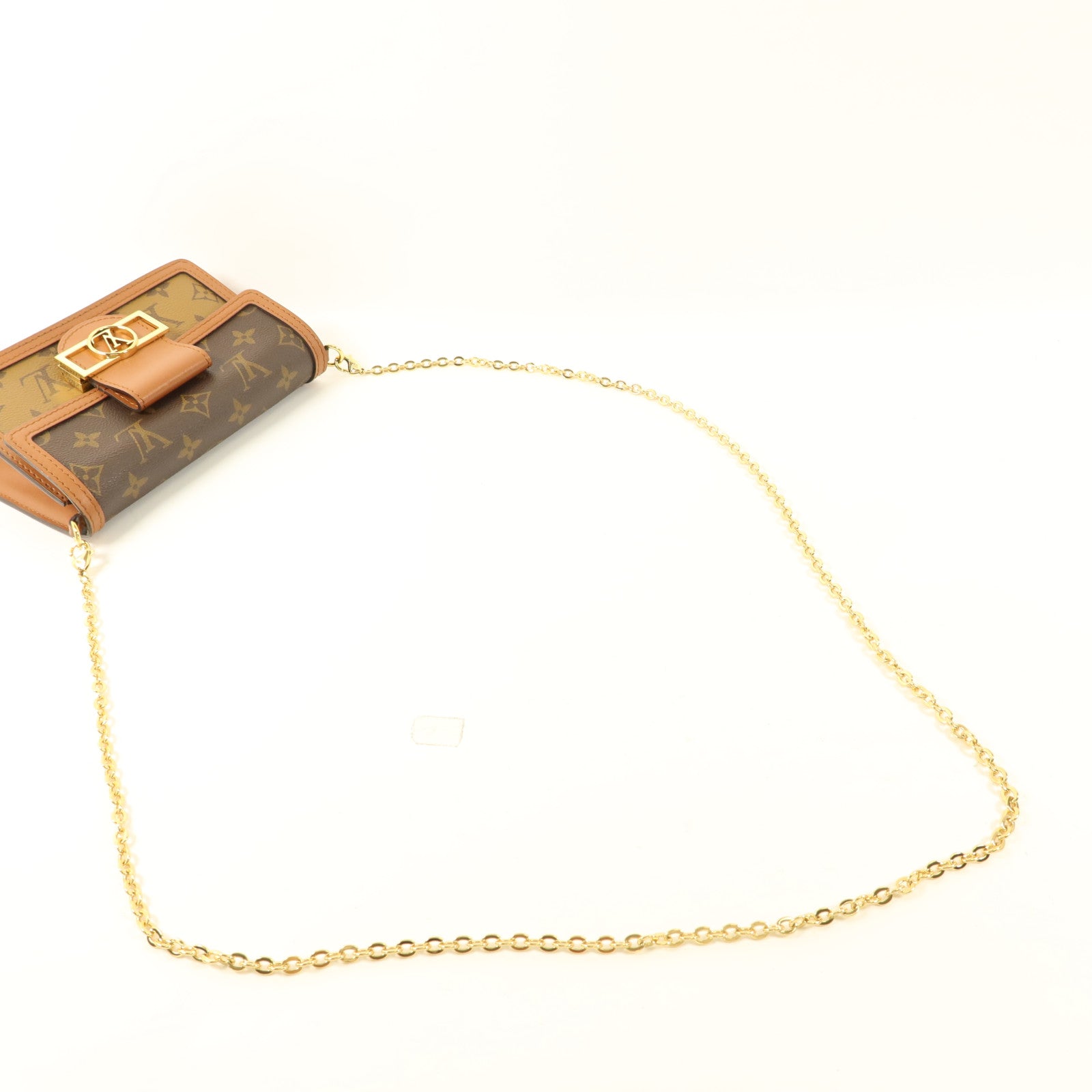 LOUIS VUITTON Monogram Reverse Dauphine Chain Wallet金扣鏈帶肩背袋
