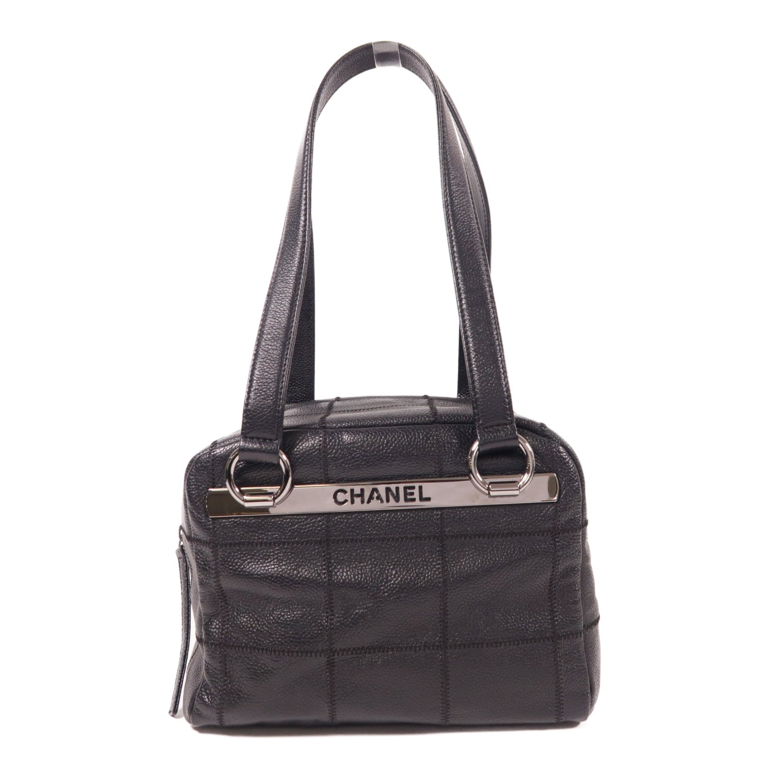 CHANEL 牛皮皮革Hand Bag銀扣手挽袋