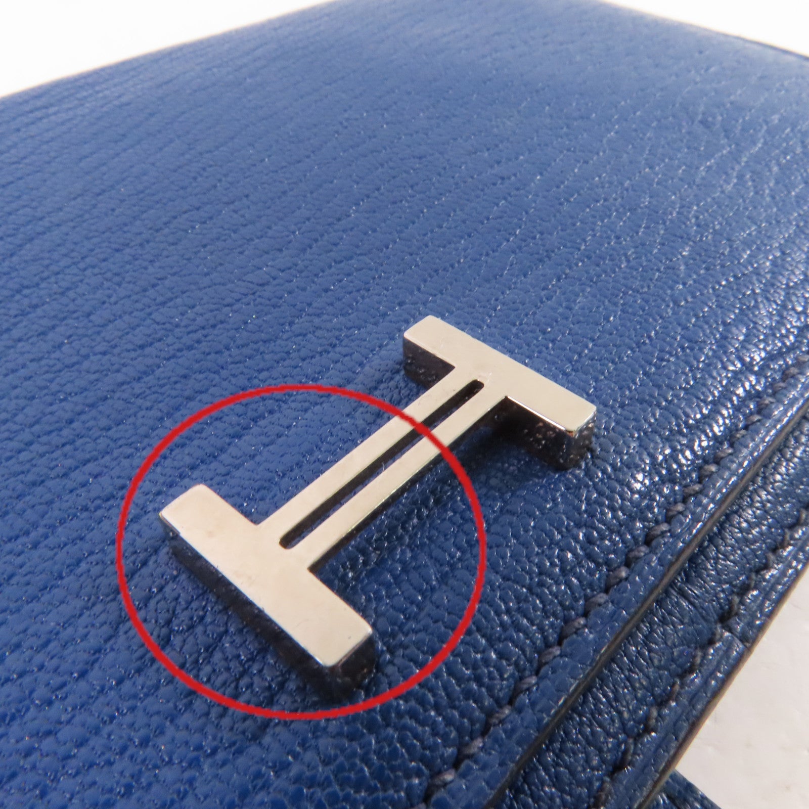 HERMES Chevre皮革Bearn Long Wallet銀扣長錢包73 Bleu Saphir/寶石藍色