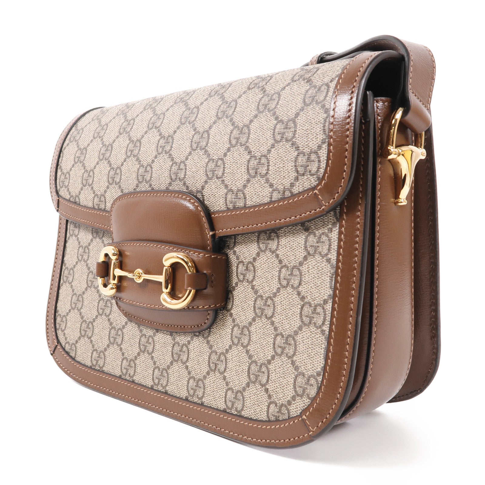 GUCCI 塗層帆布Horsebit 1955 MM金扣肩背袋