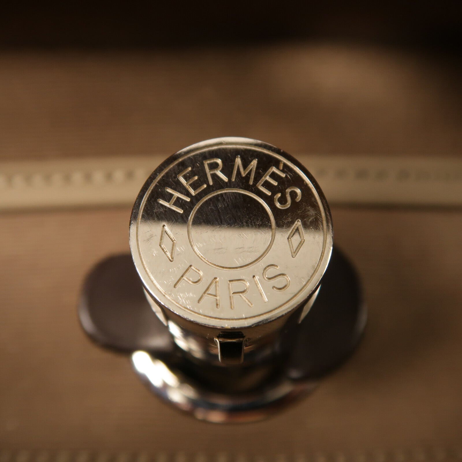 HERMES 帆布Herbag PM銀扣手挽肩背兩用袋Etoupe