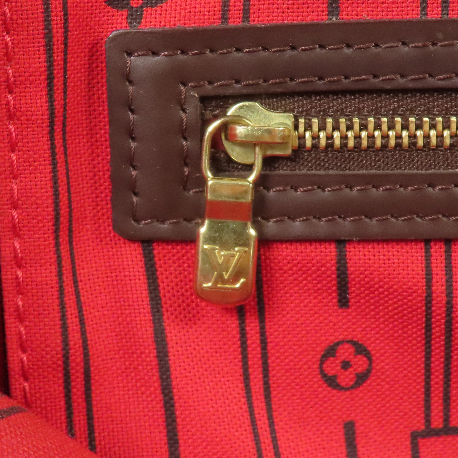 LOUIS VUITTON Damier Neverfull MM金扣肩背袋