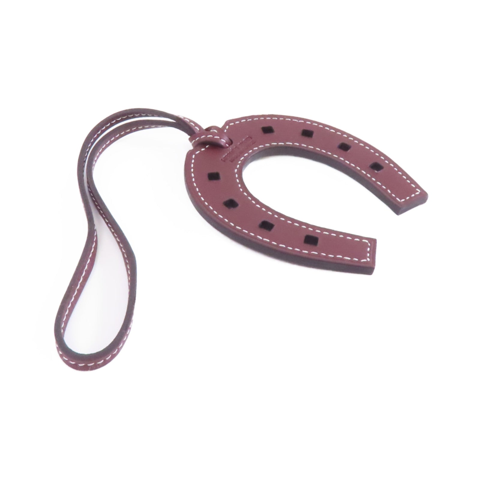 HERMES Swift皮革Paddock Fer A Cheval掛飾Rouge Grenat/啡色