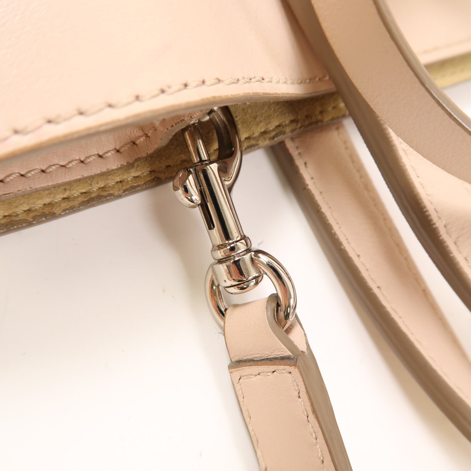 GIVENCHY 牛皮皮革2 Way Bag銀扣手挽肩背兩用袋米色