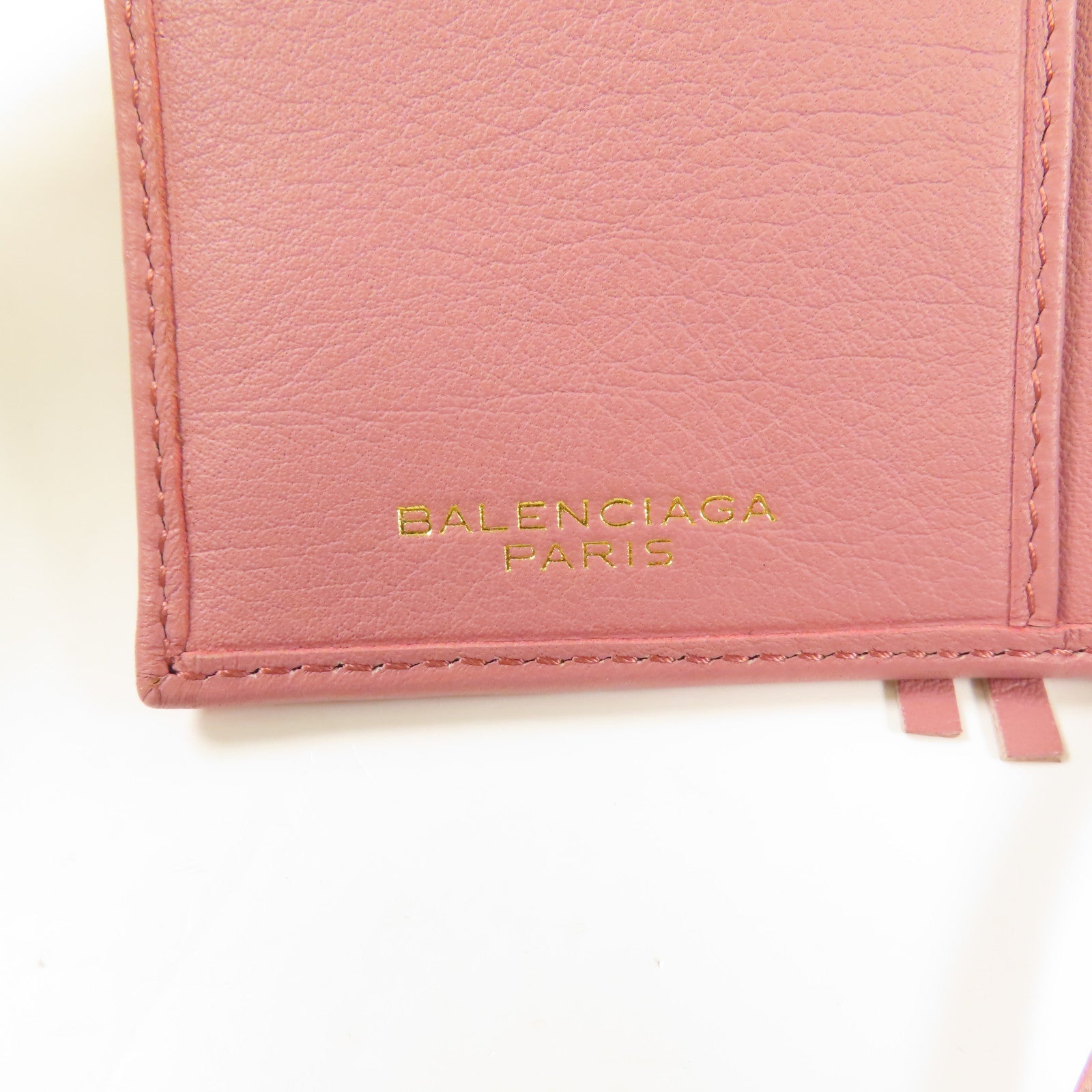 BALENCIAGA GHW Long Wallet Bi-fold Wallet 299494 Calfskin Leather Pink