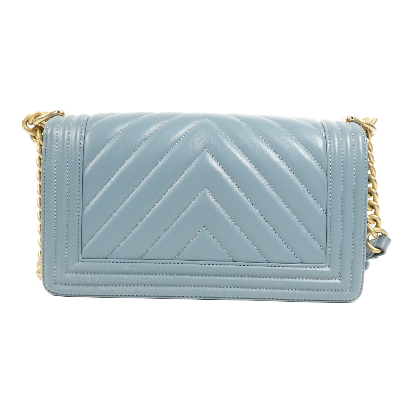 CHANEL 羊皮皮革Boy 25金扣鏈帶肩背袋