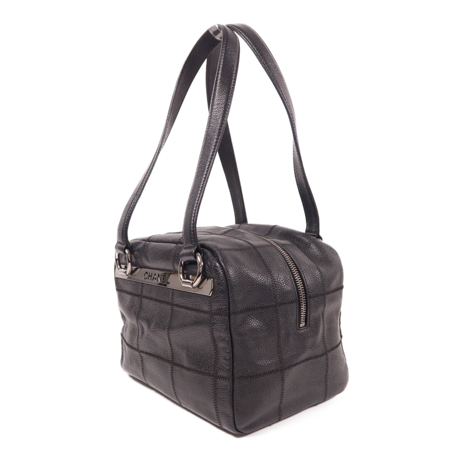 CHANEL 牛皮皮革Hand Bag銀扣手挽袋